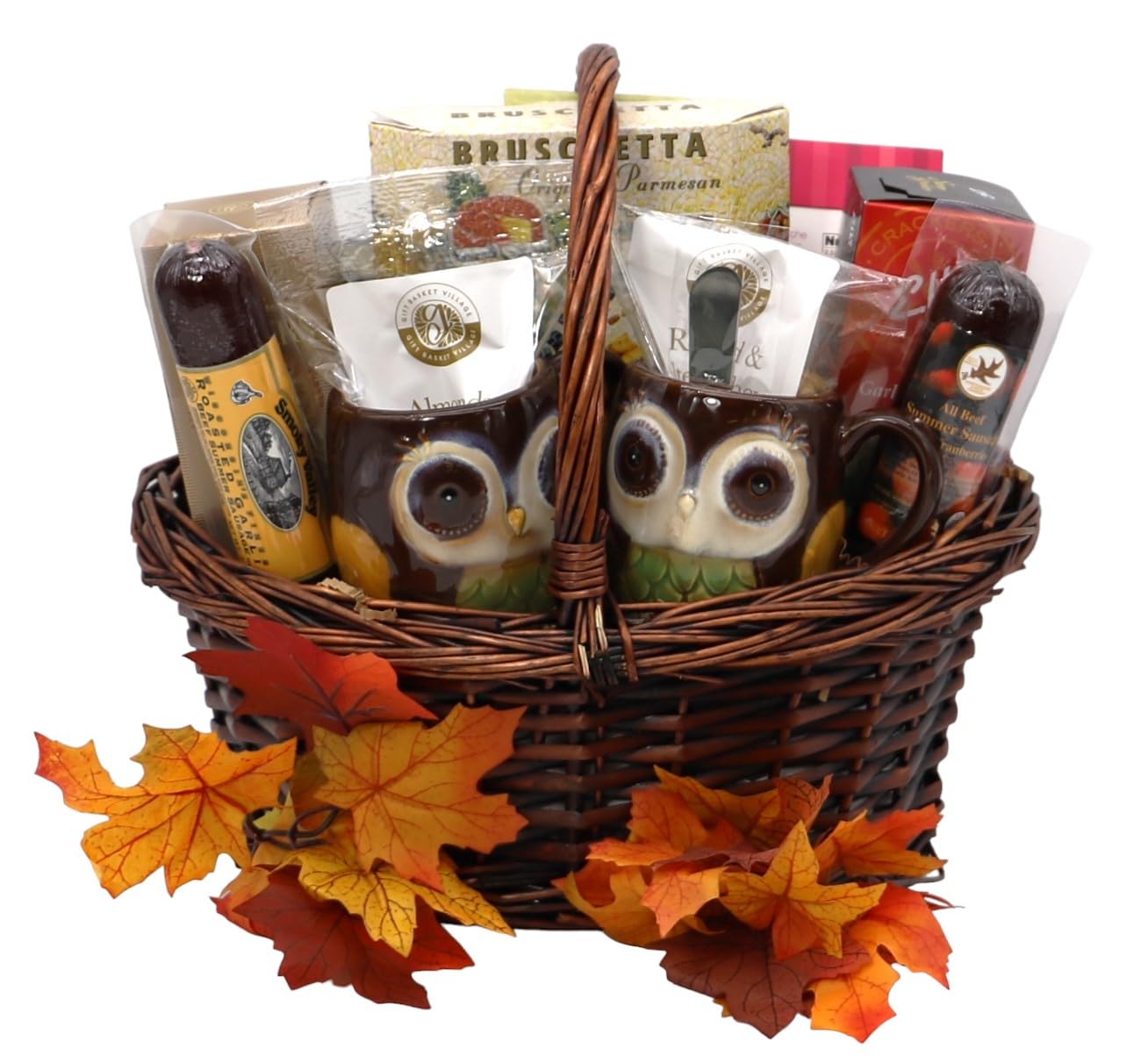 Fall Harvest Gift Basket - Premium Assortment of Mugs, Cookies, Crackers, Cheese, Nuts, Sausages & Coffee | Perfect for Autumn Gifting, Corporate Presents & Holiday Treats