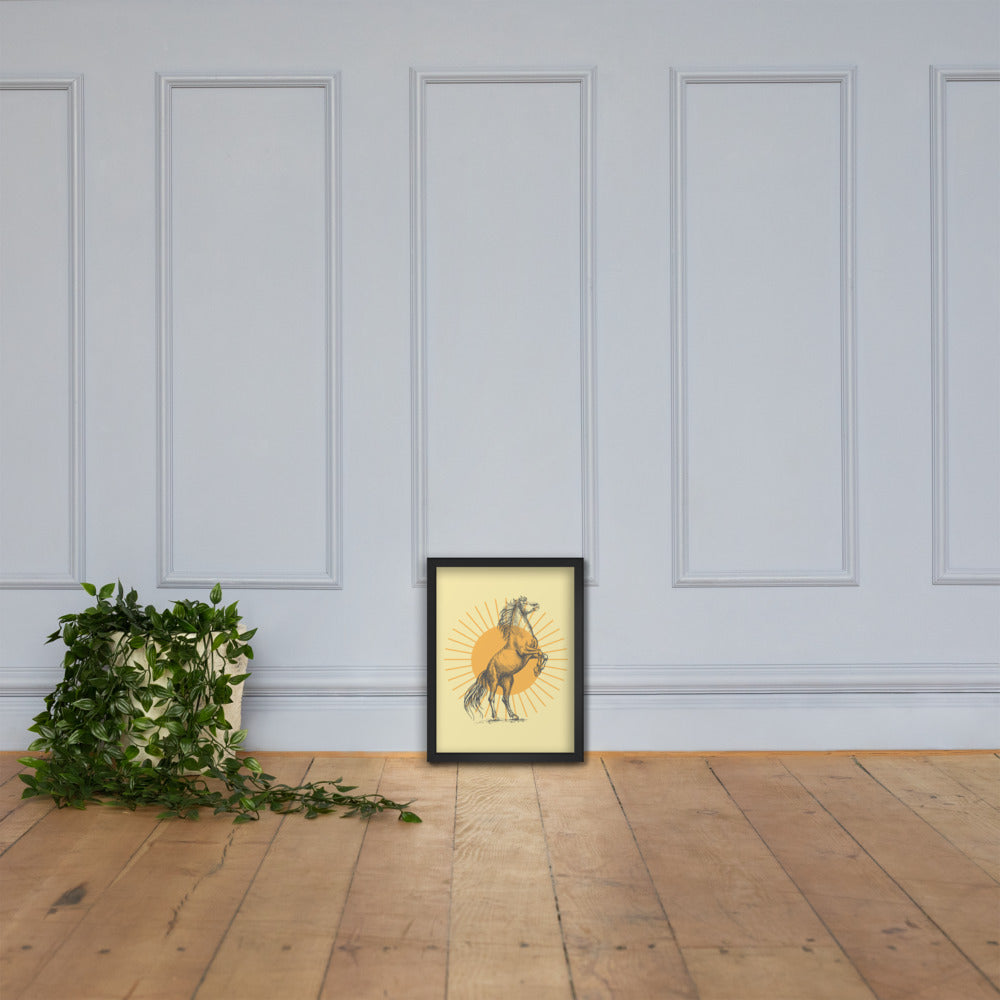 Sunburst Horse Framed Art Poster - Elegant Wall Decor & Home Art for Living Room, Bedroom, or Office