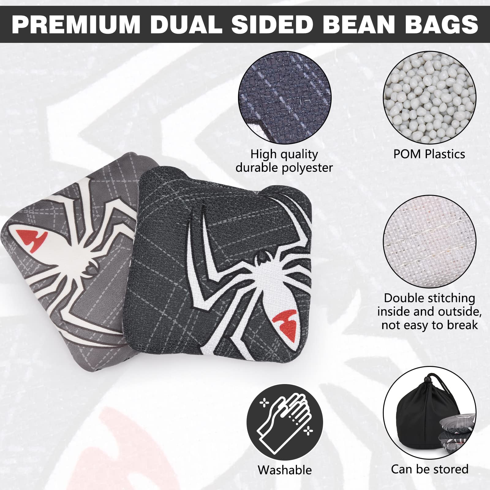 Premium Regulation Cornhole Bags Set of 4/8 - Professional Slick & Stick Bean Bags for Cornhole Game | Includes Storage Bag | Perfect for Backyard Parties, Tailgating, and Outdoor Family Fun