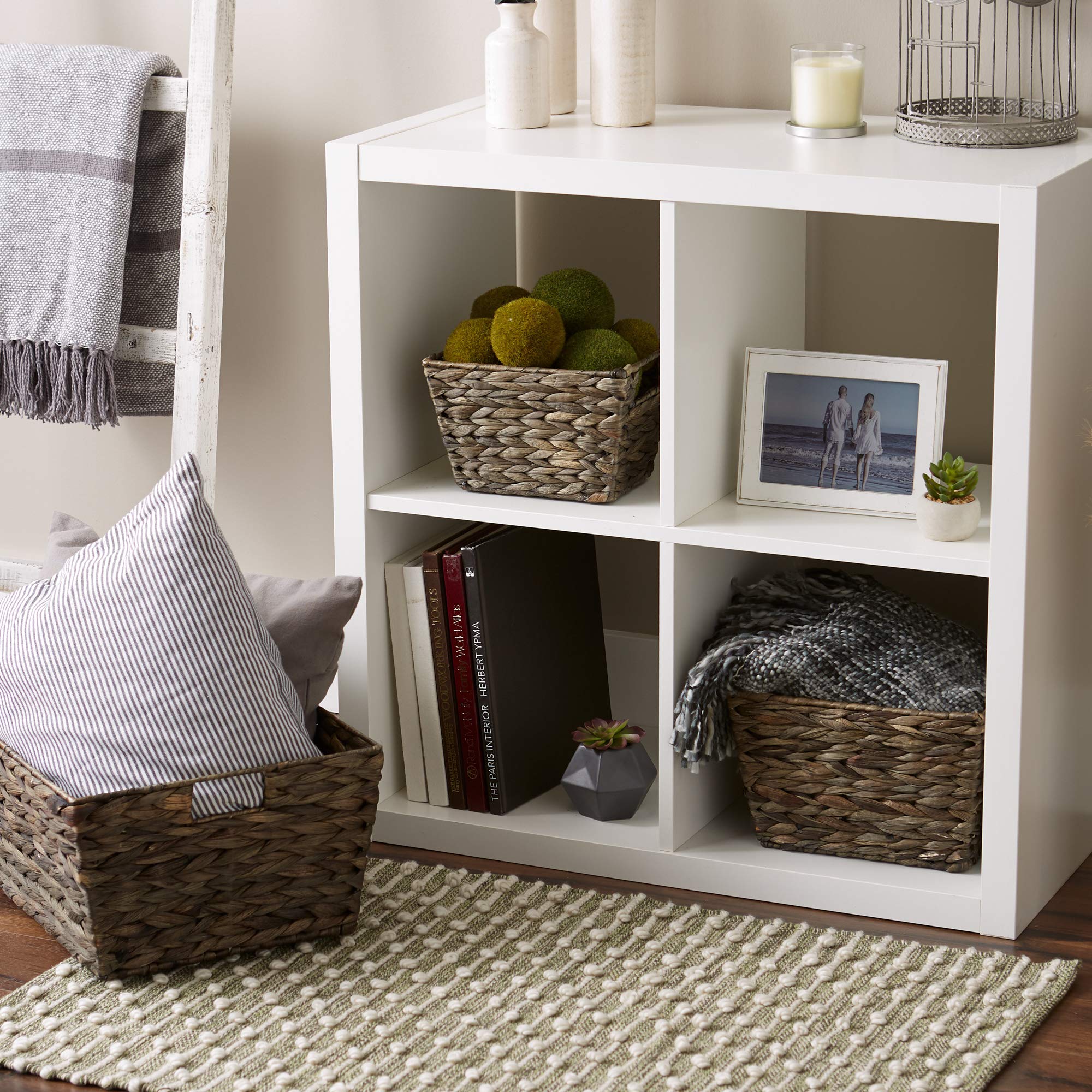 DII Hyacinth Collection Storage Baskets Set - 3-Piece Small Gray Wash Woven Baskets for Home Organization, Bathroom, Nursery & Office Decor