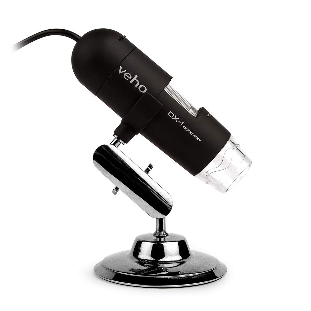 Veho Discovery DX-1 USB Digital Microscope - 2MP HD Resolution, 200x Magnification with Photo & Video Capture | Adjustable Stand & MicroCapture Software | Compatible with Mac & Windows | Perfect for Coin Collecting, Jewelry Inspection & Science Education (VMS-006-DX1)