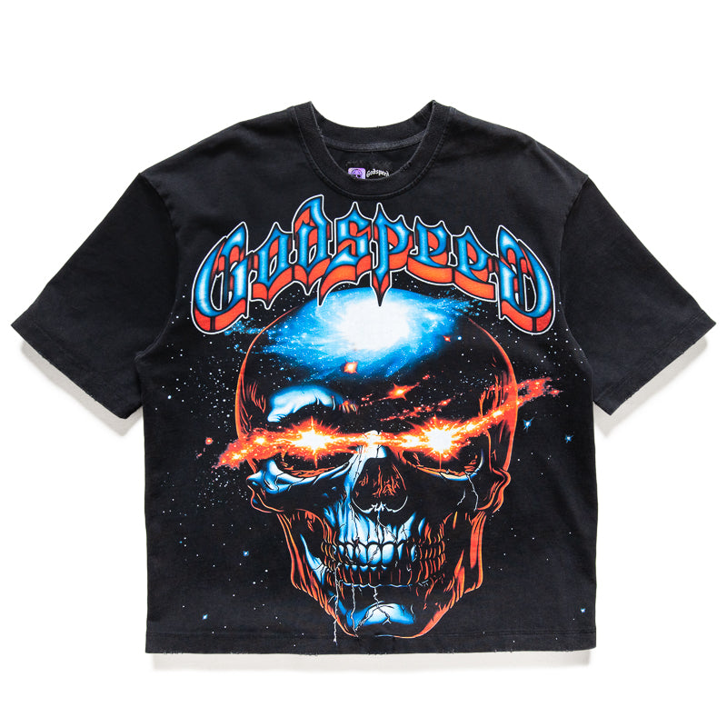 Godspeed New York Galaxsee Graphic T-Shirt - Black Wash Vintage Style Cotton Tee for Men | Casual Streetwear, Urban Fashion & Everyday Wear