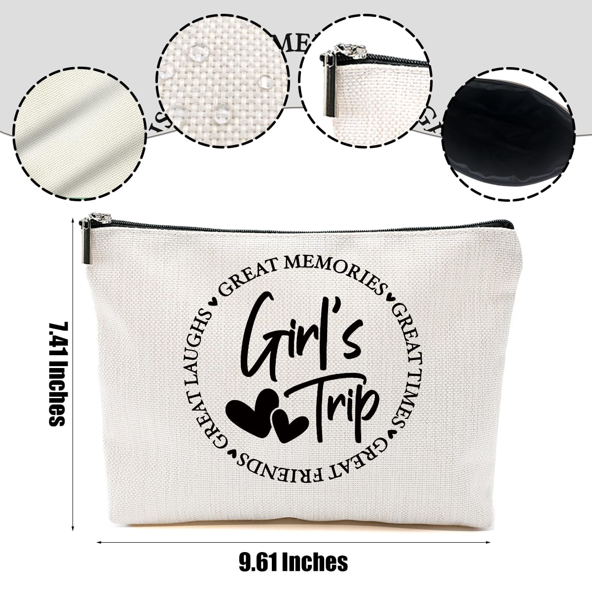 3-Piece Girls Trip Gift Set - Funny Makeup Bags for Best Friends, BFF Weekend Getaway & Vacation Essentials - Perfect Friendship Gifts for Women, Graduation & Wedding Toiletry Bags (Great for Beach Trips, Bachelorette Parties & Girls' Night Out)