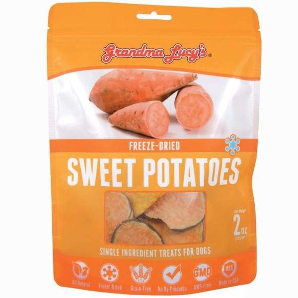 Grandma Lucy's Freeze Dried Sweet Potato Dog & Cat Treats - 2oz Natural Grain-Free Pet Snacks for Training, Rewards | Perfect for Small to Large Breeds, Senior Pets & Picky Eaters