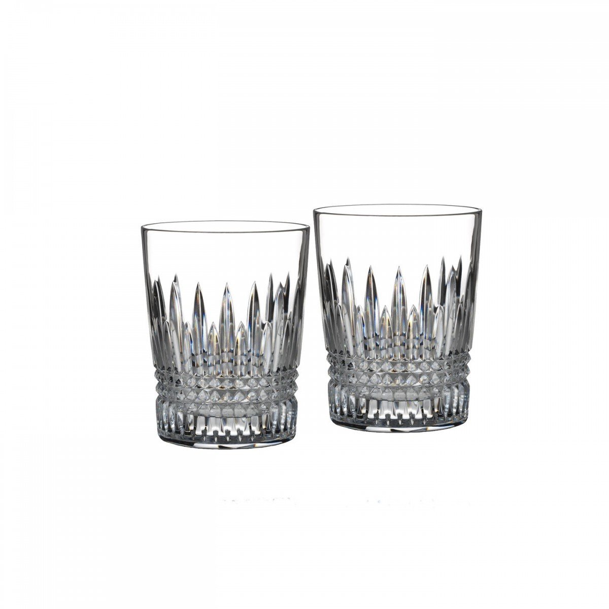 Waterford Lismore Diamond Double Old Fashioned Glasses - Set of 2 Premium Crystal Whiskey Tumblers - Elegant Clear Barware for Cocktails & Bourbon - Perfect for Home Entertaining & Gifts