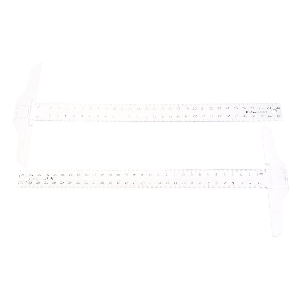 Youngy 12 Inch Plastic T-Square Ruler - Double-Sided Metric Measurement Tool for Drafting, Engineering & DIY Projects