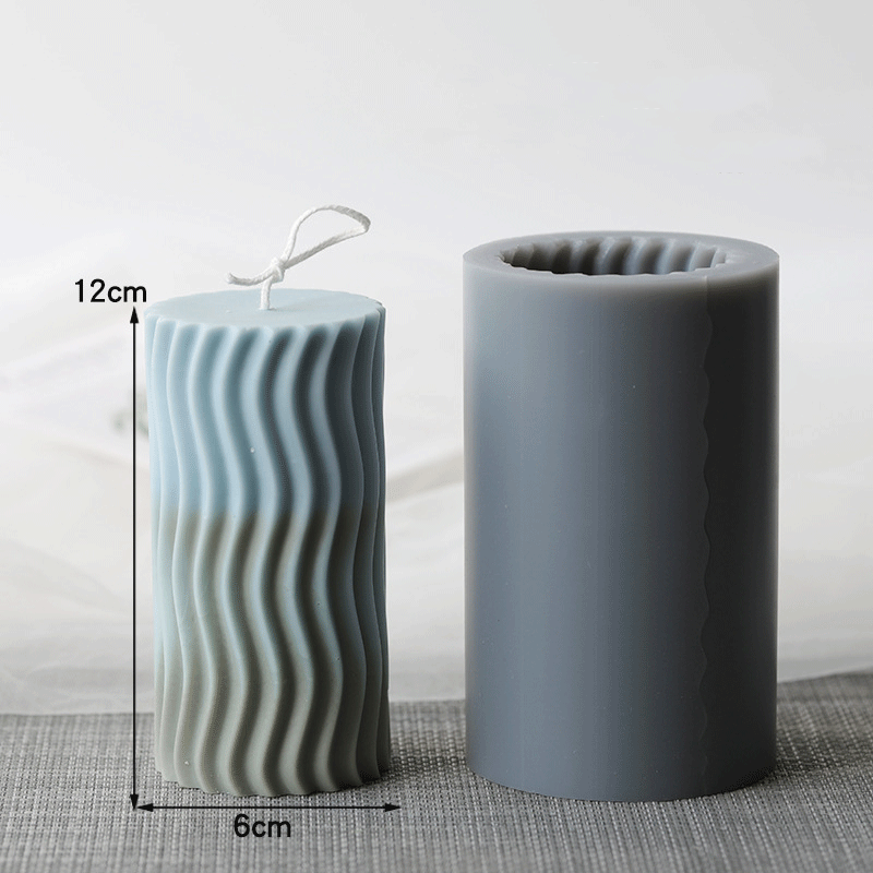 Premium Waves Shape Cylinder Silicone Candle Mold - 12cm Height for DIY Home Decor, Wedding Centerpieces & Aromatherapy Candles