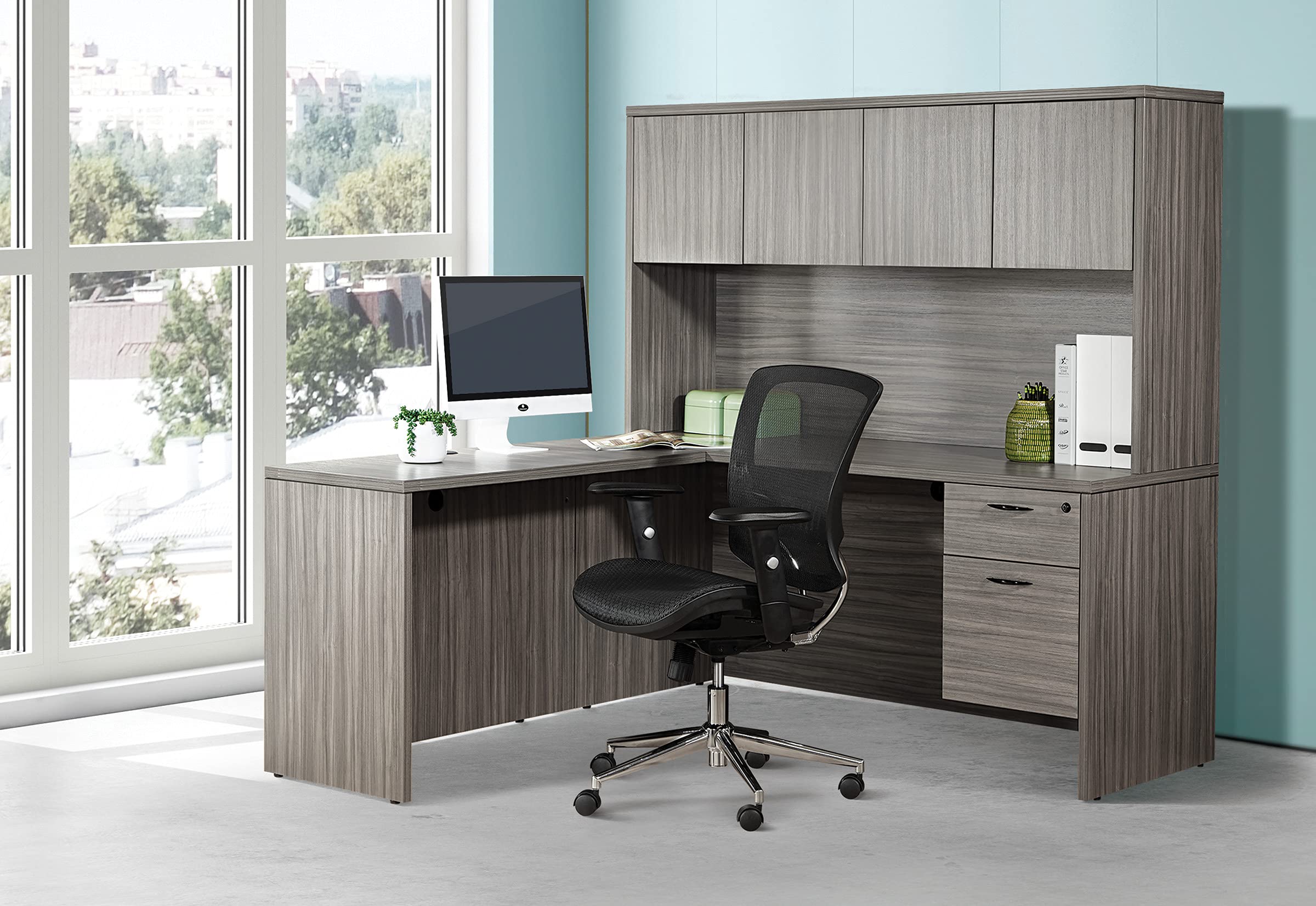 Office Star Ergonomic Mesh Office Chair with Lumbar Support, Adjustable Height & Arms - Breathable Task Chair for Home & Office Workspaces - Chrome Base for Stability & Style