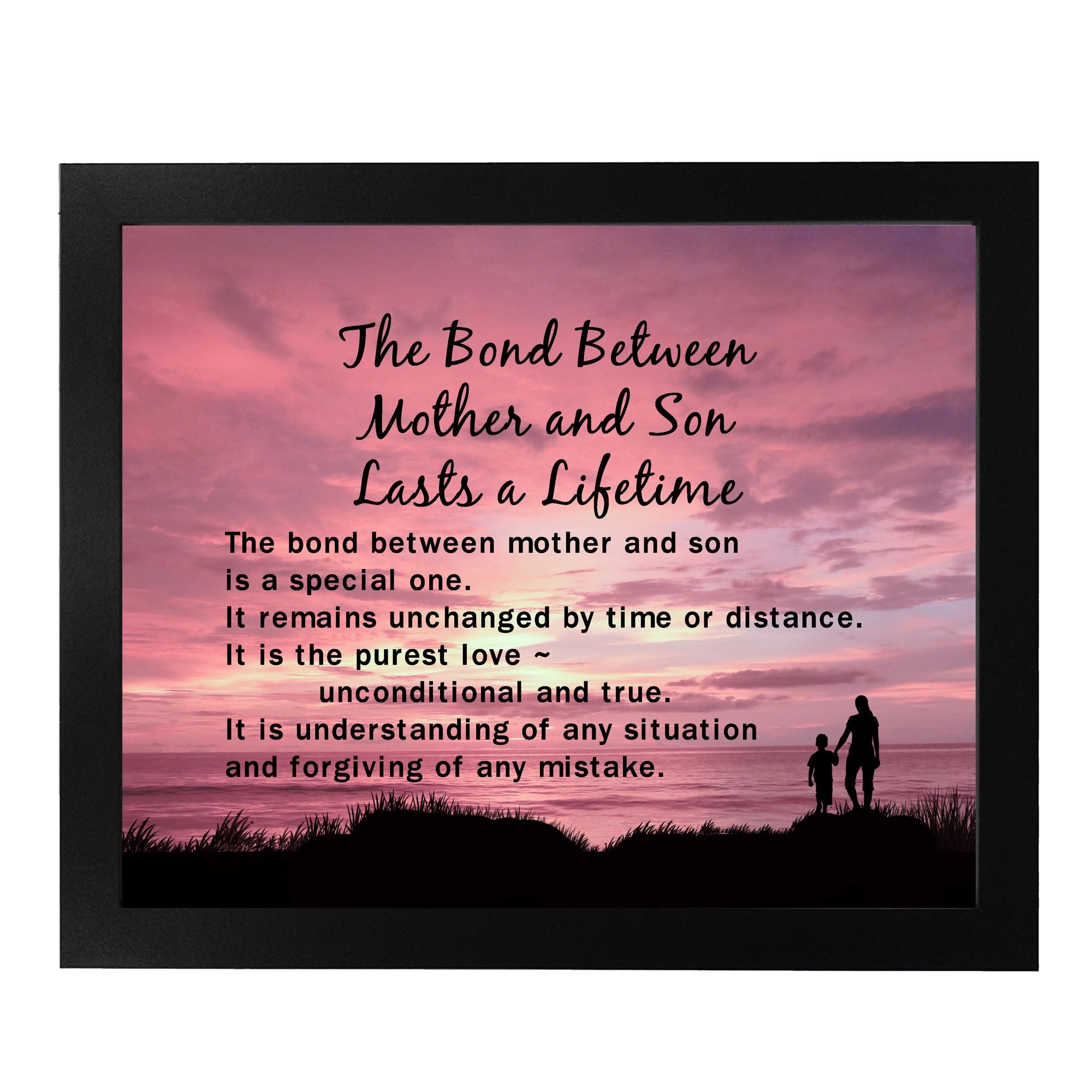 Mother & Son Sunset Landscape Inspirational Wall Art Print - Motivational Home Decor for Living Room, Bedroom & Office - Unframed 8x10 - Perfect for Family Spaces & Gift Giving