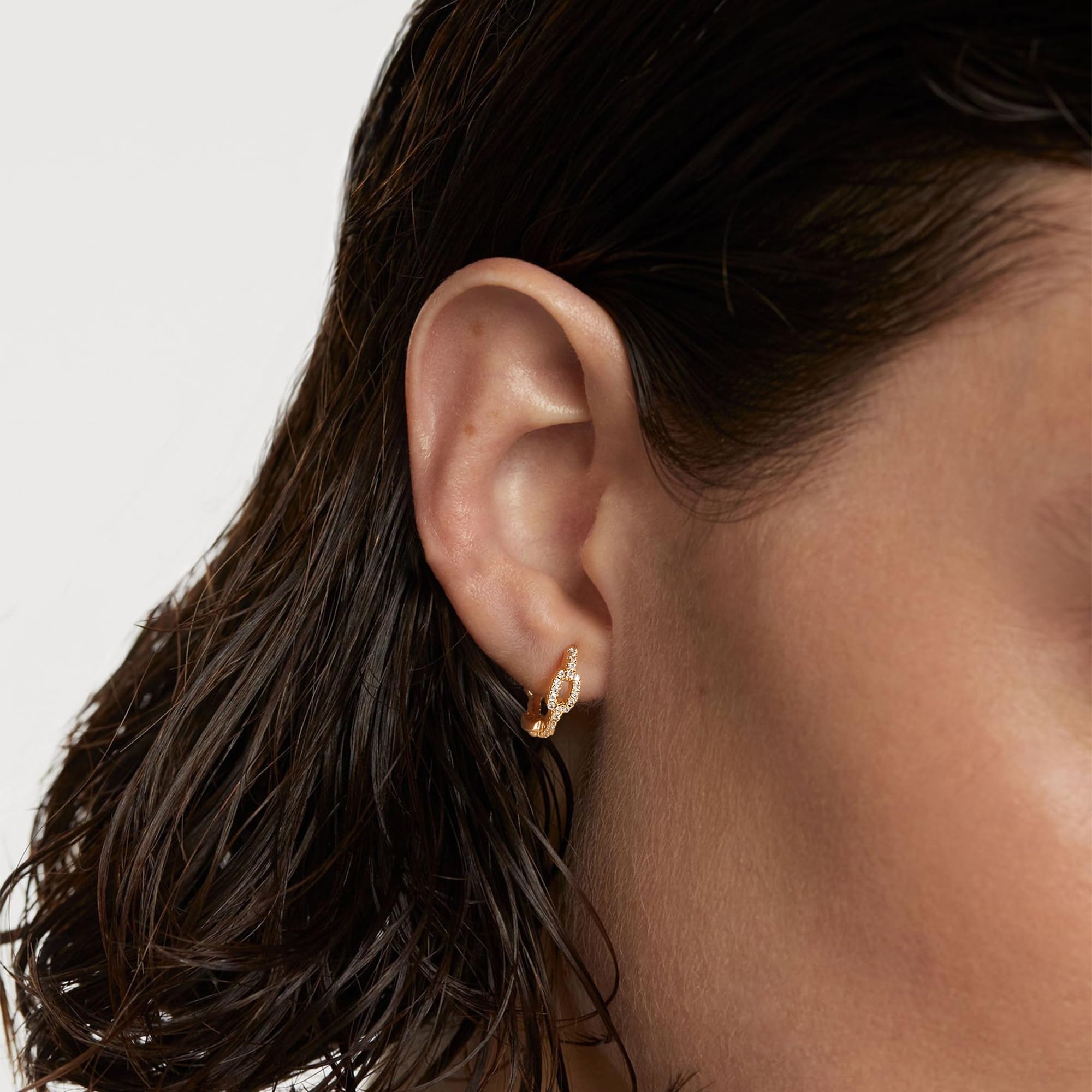 14K Gold Plated Huggie Hoop Earrings for Women - Hypoallergenic Twisted Chain Hollow Out Earrings | Fashion Jewelry Gift for Birthday, Anniversary & Daily Wear