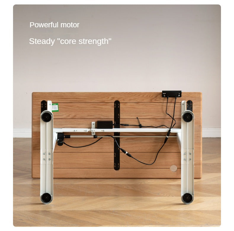 Premium Oak Solid Wood Smart Electric Height Adjustable Standing Desk - Ergonomic Home & Office Workspace Solution for Productivity & Comfort