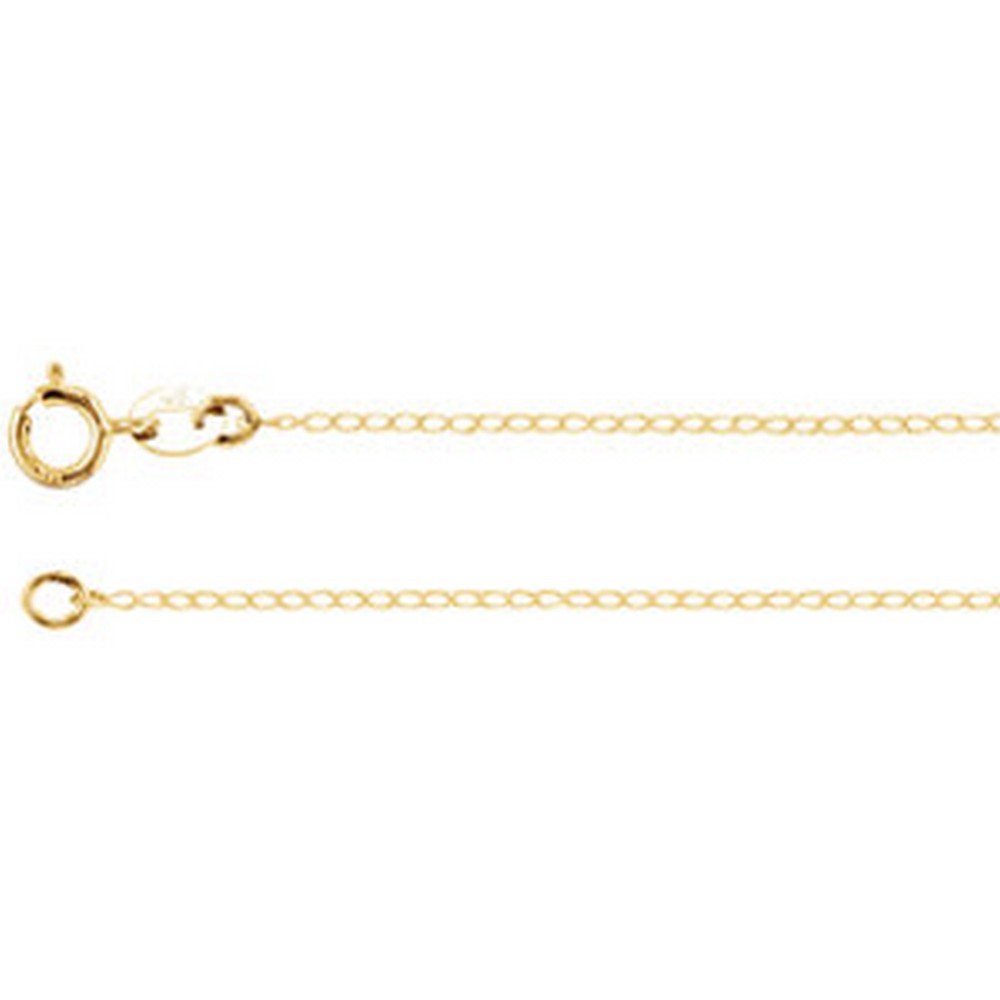14k White Gold 1mm Solid Curb Chain Necklace - 18