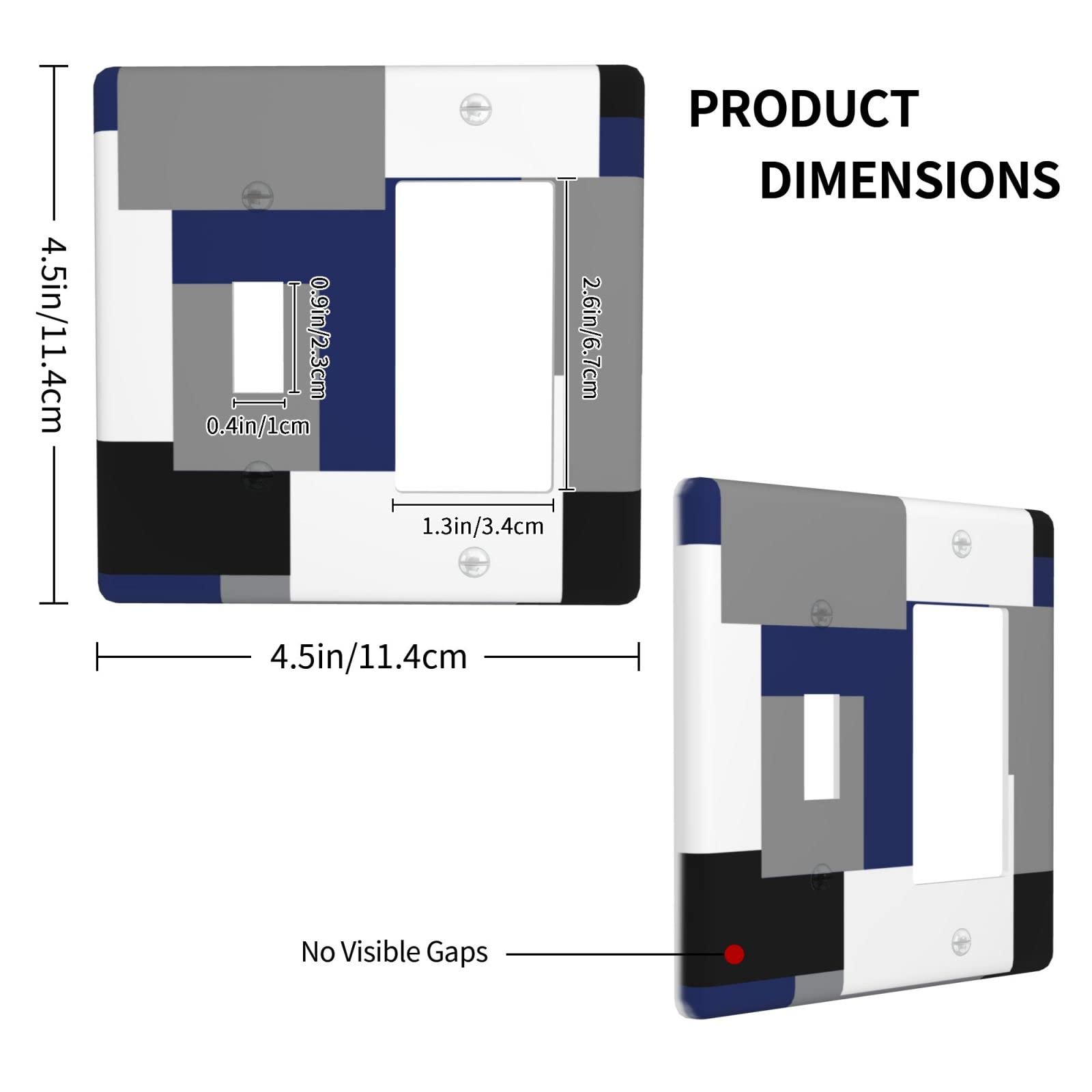 Abstract Blue Gray 2 Gang Outlet Cover - Decorative Light Switch Plate for Living Room & Bedroom - Single Toggle Switch Faceplate (4.5