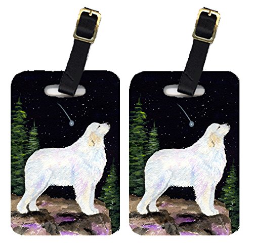 Starry Night Great Pyrenees Luggage Tags - Set of 2 Large Colorful Pet ID Tags for Travel Bags & Suitcases - Perfect for Airports, Cruises & Vacation Identification