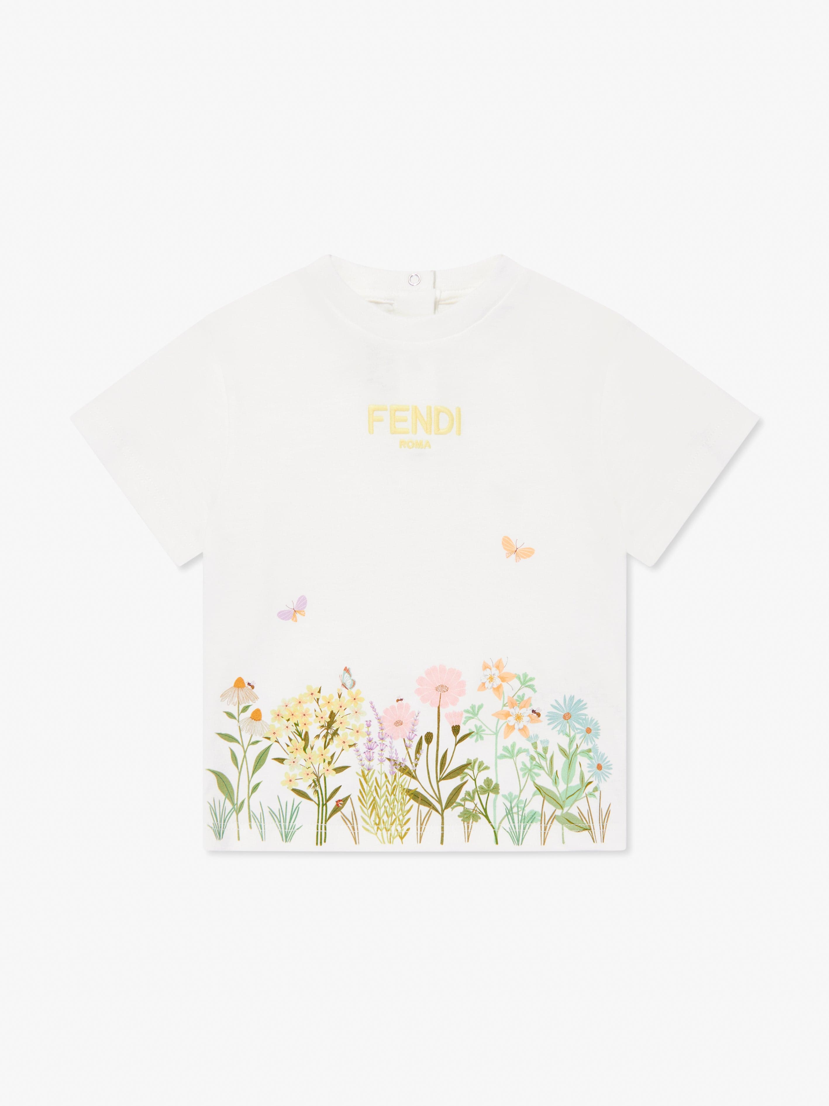 Baby Girls Floral Print Cotton T-Shirt - White | Soft & Comfortable Toddler Top for Playdates & Family Outings