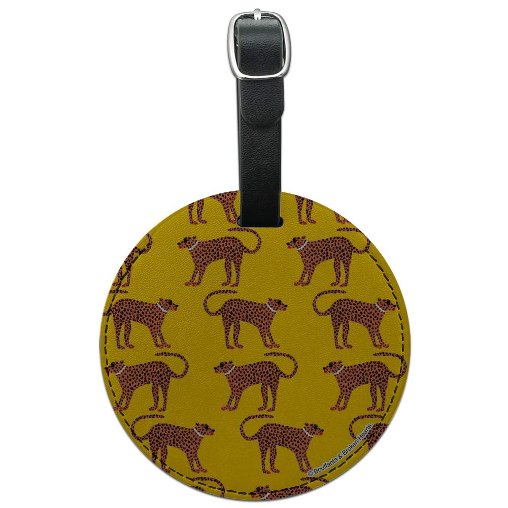 Glam Cheetah Print Round Leather Luggage Tag - Stylish Carry-On Suitcase ID Tag for Travel Accessories | Perfect for Passport Holders, Backpacks & Suitcase Identification