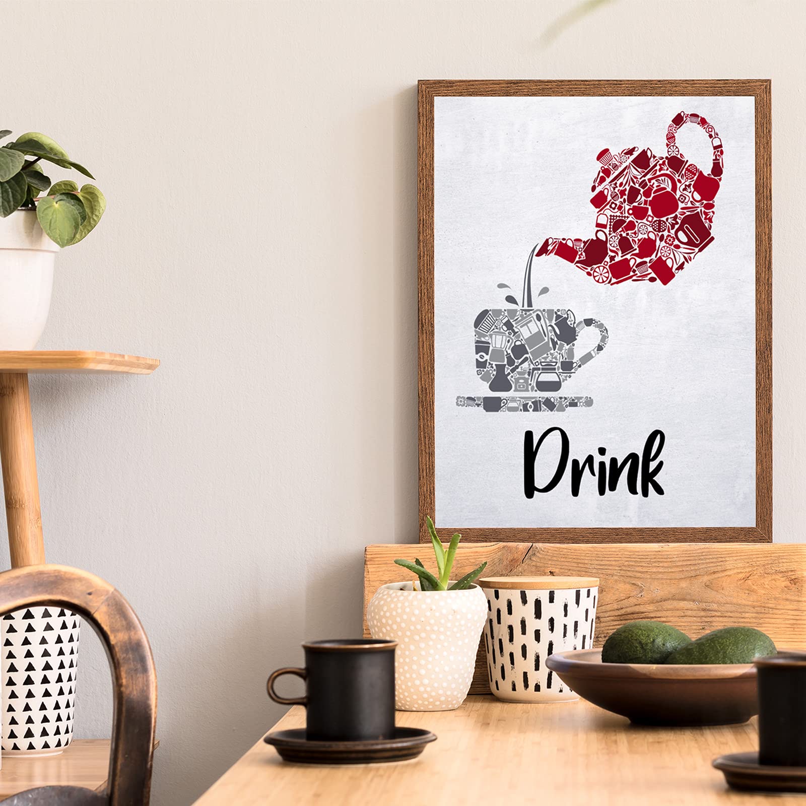 9pcs Kitchen Wall Art - Eat Drink Love Posters for Farmhouse & Restaurant Decor