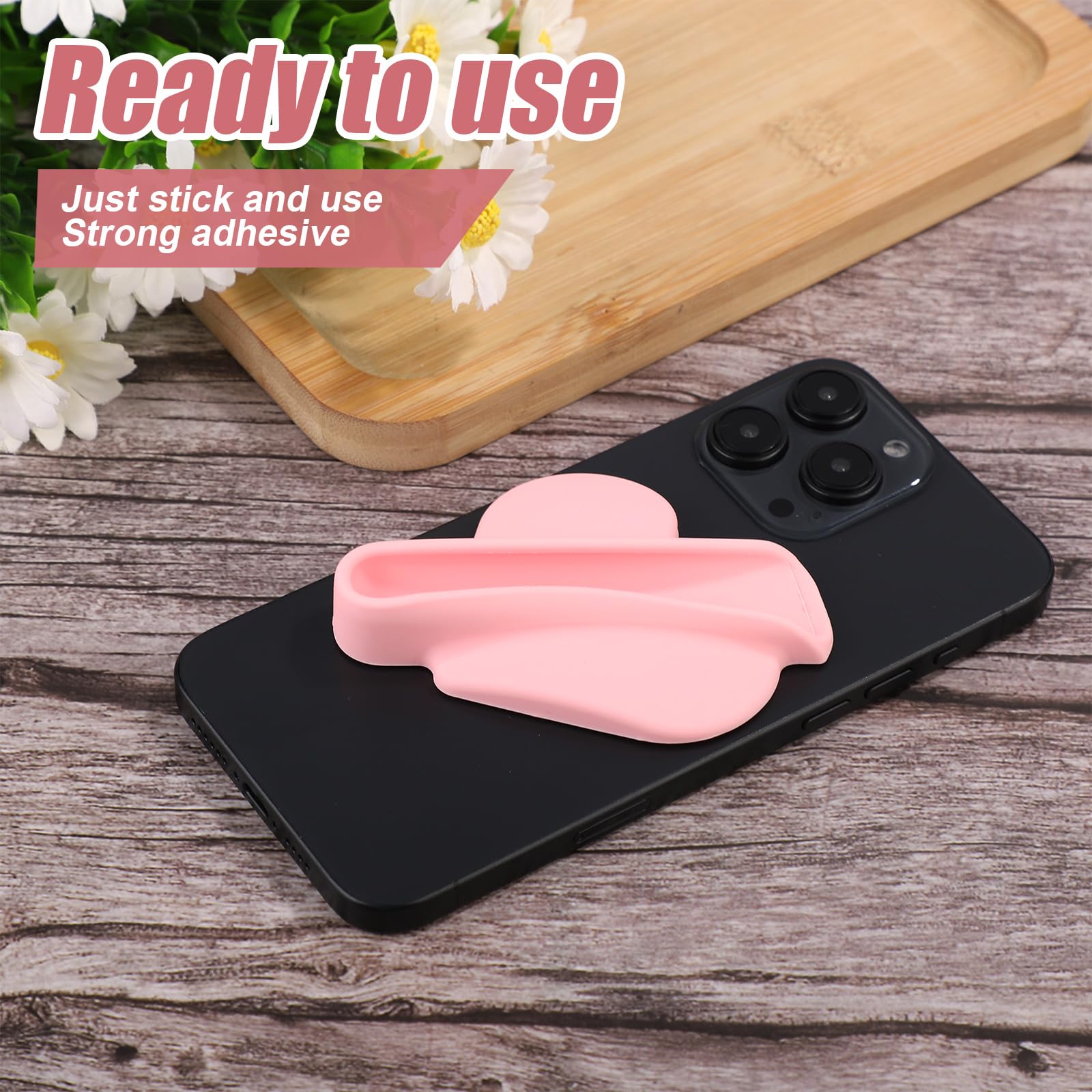 Heart-Shaped Silicone Lip Gloss Phone Case Holder - Non-Slip Adhesive Grip for iPhone & Android - Perfect for Makeup Touch-Ups On-The-Go, Gym, Travel & Daily Use
