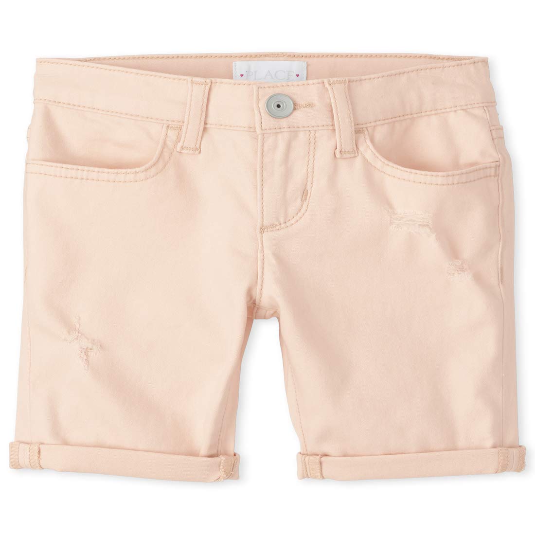 The Children's Place Girls' Ripped Denim Shorts - Distressed High Waist Skater Shorts for Teens & Kids | Perfect for Summer Outfits, Casual Wear & Playdates