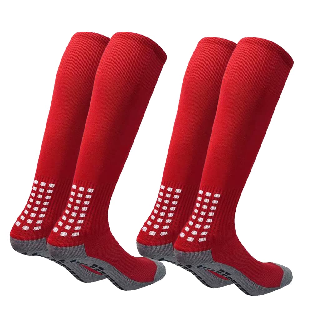 Breathable Anti-Slip Soccer Socks - 2 Pairs Knee High Sports Socks for Men & Women - Perfect for Football, Running & Team Sports