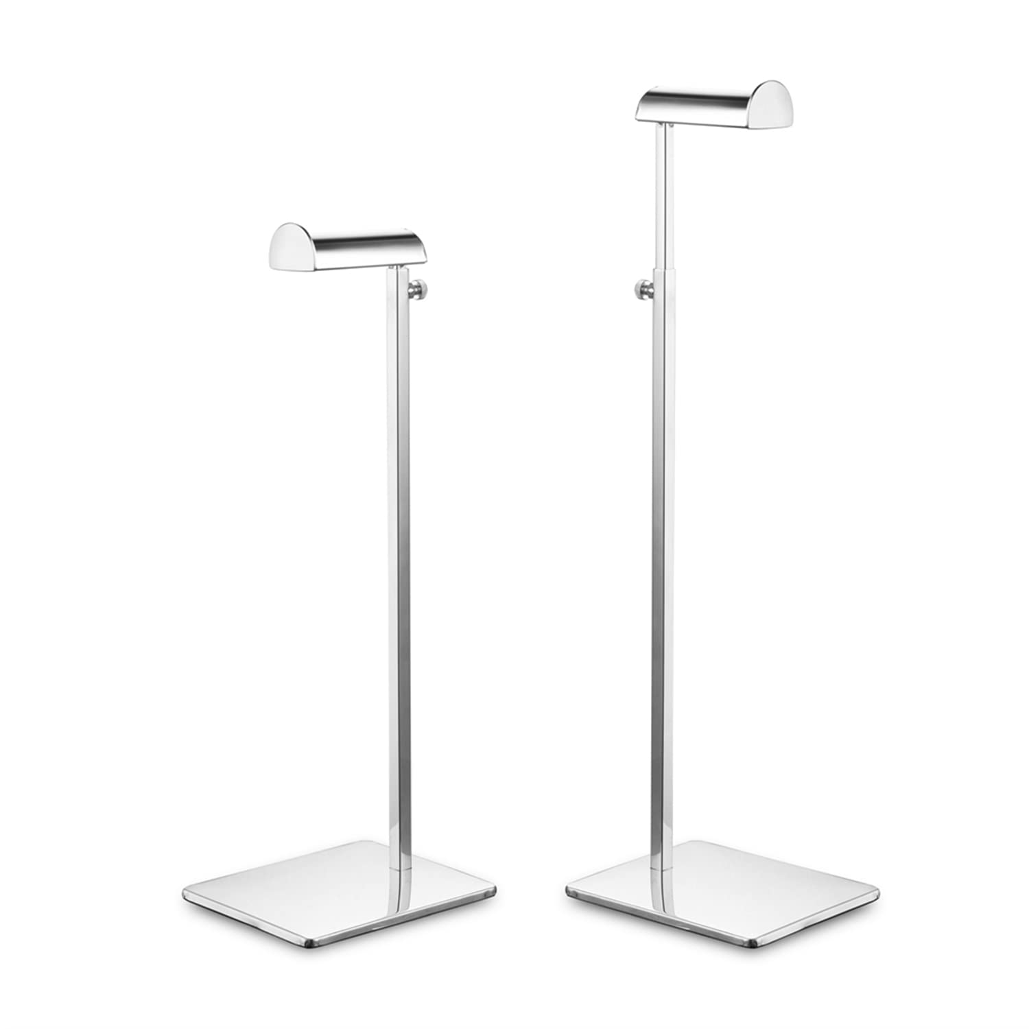 Chrome Purse Display Stands - Set of 2 Adjustable Height Handbag Holders - Polished Silver Metal Bag Stand for Boutique Store - Single Hook Hanging Display - Perfect for Retail Shops, Fashion Boutiques and Trade Shows