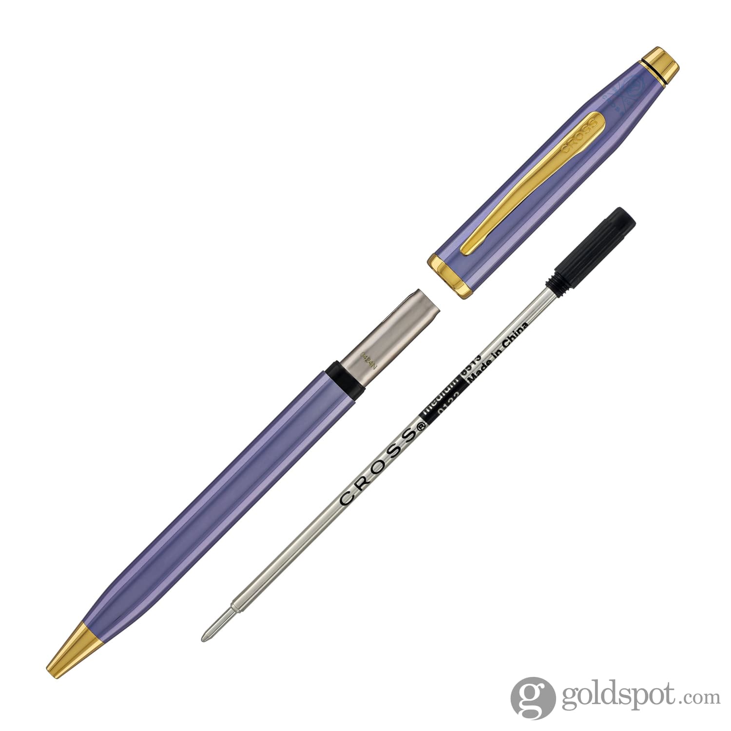 Cross Century II Ballpoint Pen - Lavender Blue Lacquer with 23kt Gold Trim - Premium Writing Instrument for Business, Gifts & Luxury Collectors