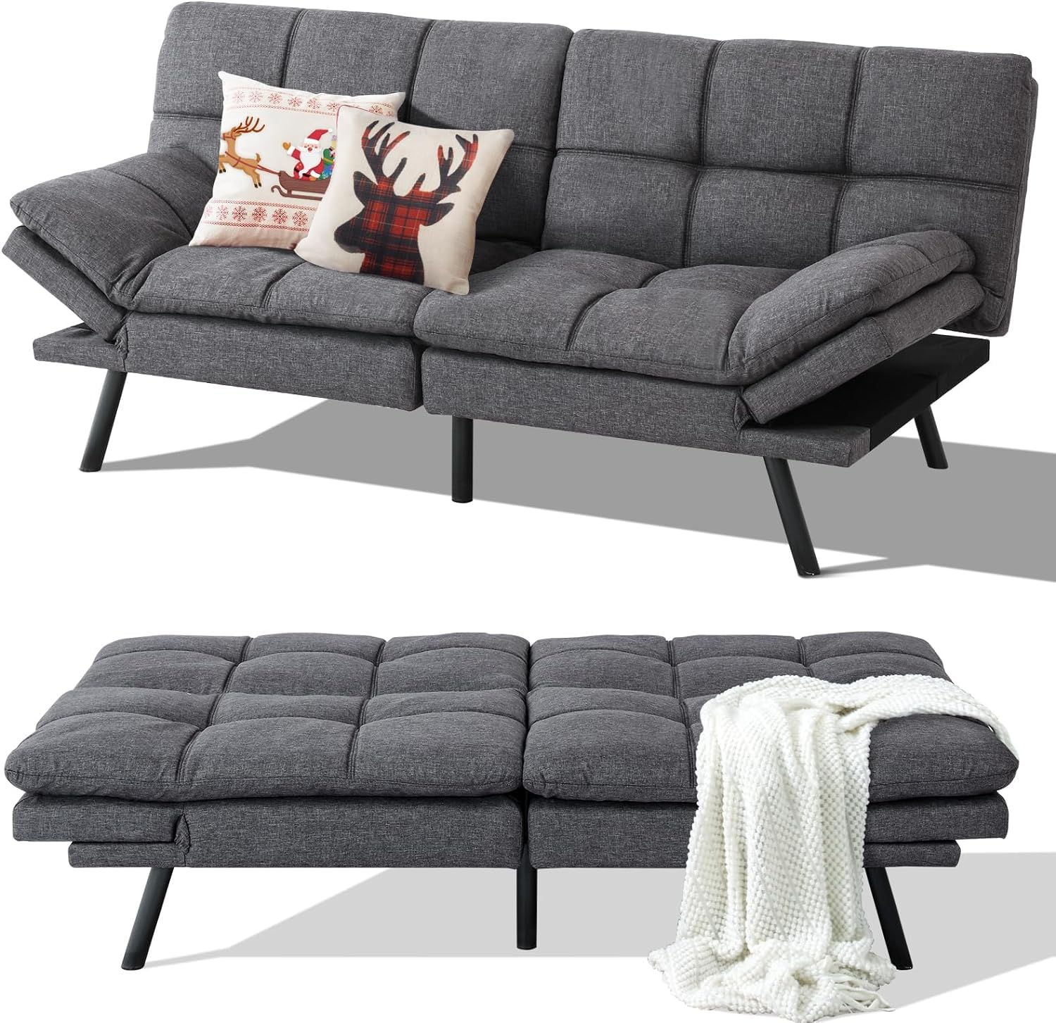 MUUEGM Convertible Futon Sofa Bed with Memory Foam - 71