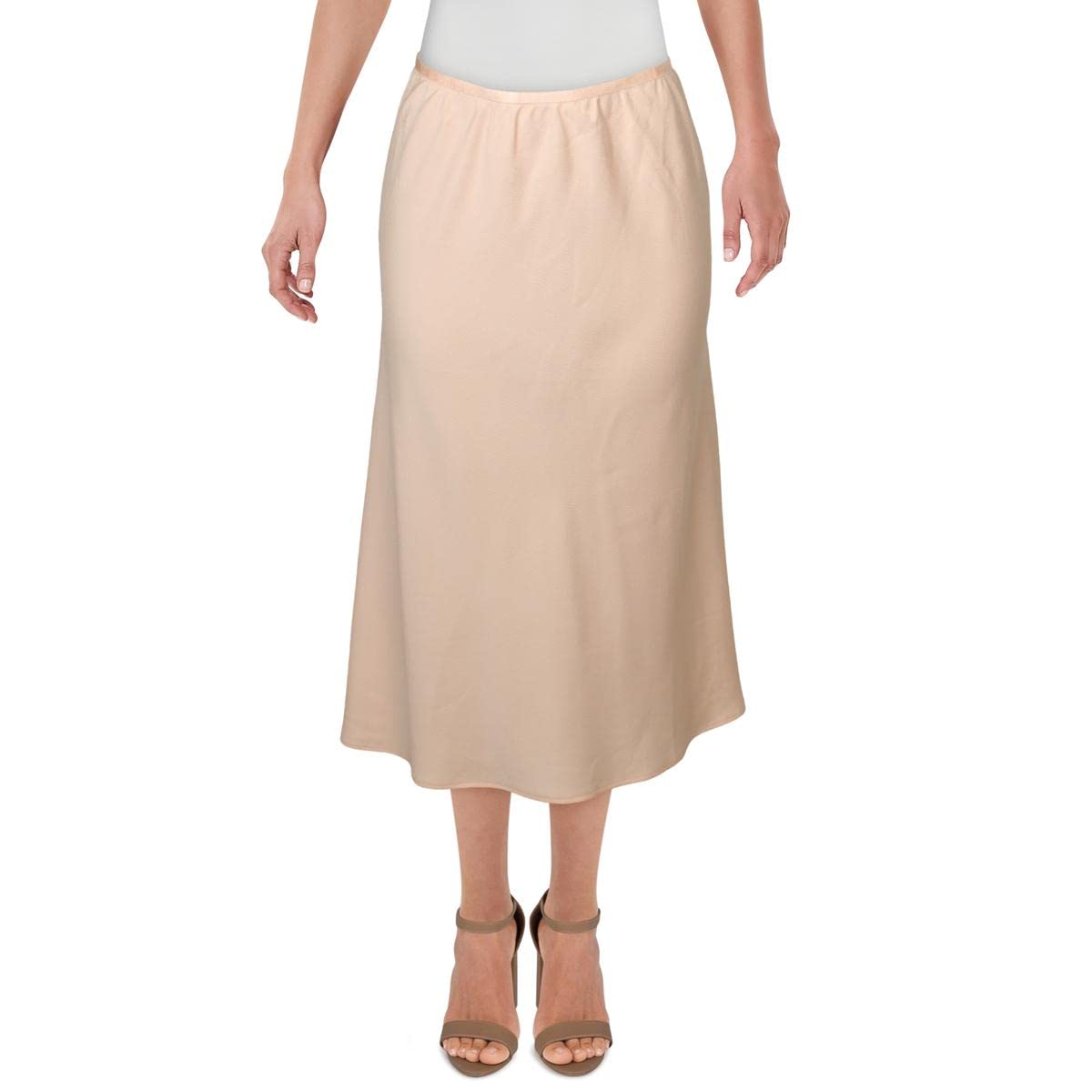 French Connection Women's Satin Midi Skirt - Elegant A-Line Flowy Skirt for Work, Party & Date Night | Comfortable Stretch Waistband | Available in Multiple Colors & Sizes