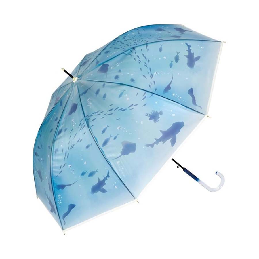W.P.C. Enoshima Aquarium Umbrella Light Blue (430g) - Compact & Stylish Japanese UV Protection Umbrella for Travel, Beach, and Outdoor Activities