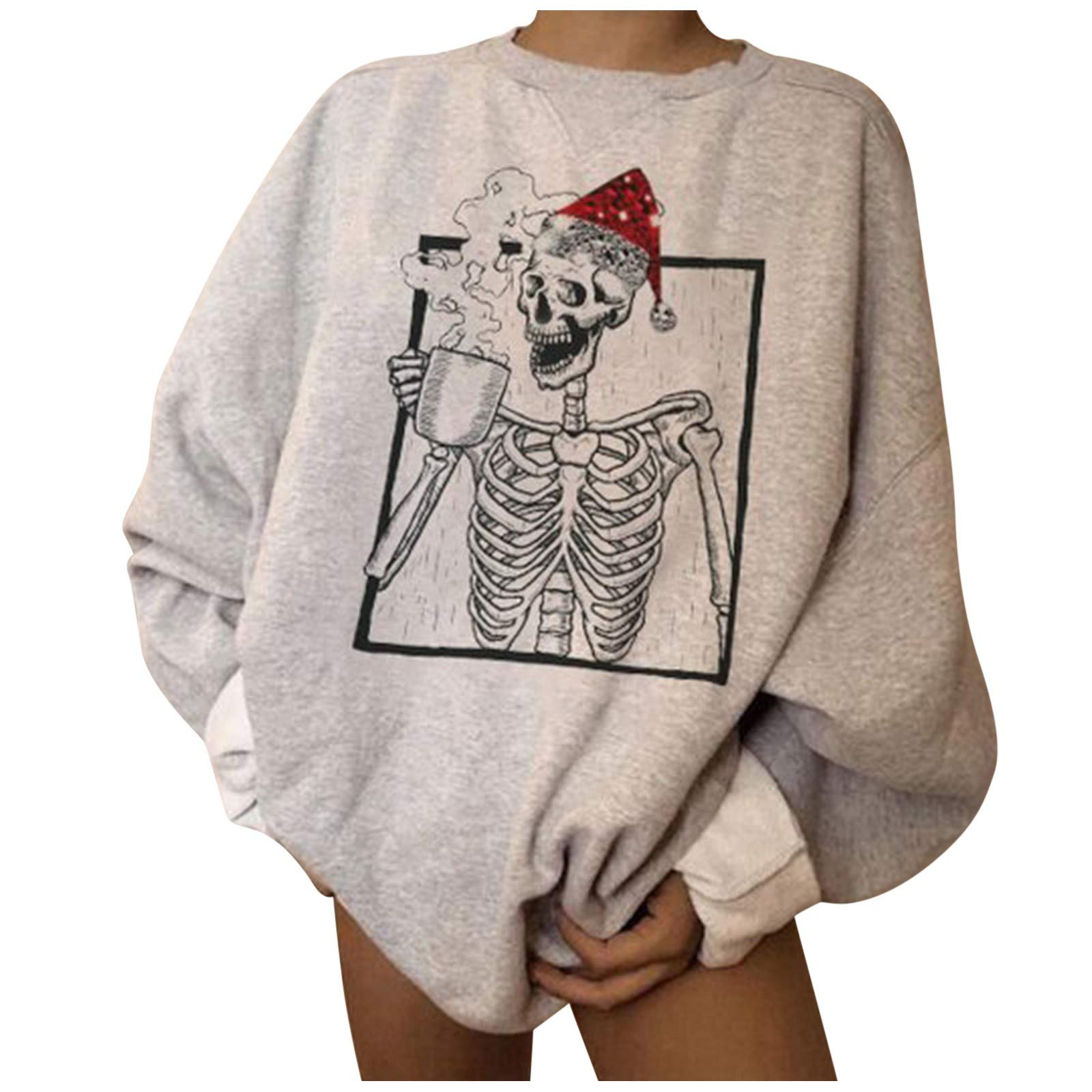 Women's Christmas Santa Claus Graphic Sweatshirt - Cozy Fall Crewneck Long Sleeve Casual Blouse | Perfect for Holiday Parties & Winter Outfits