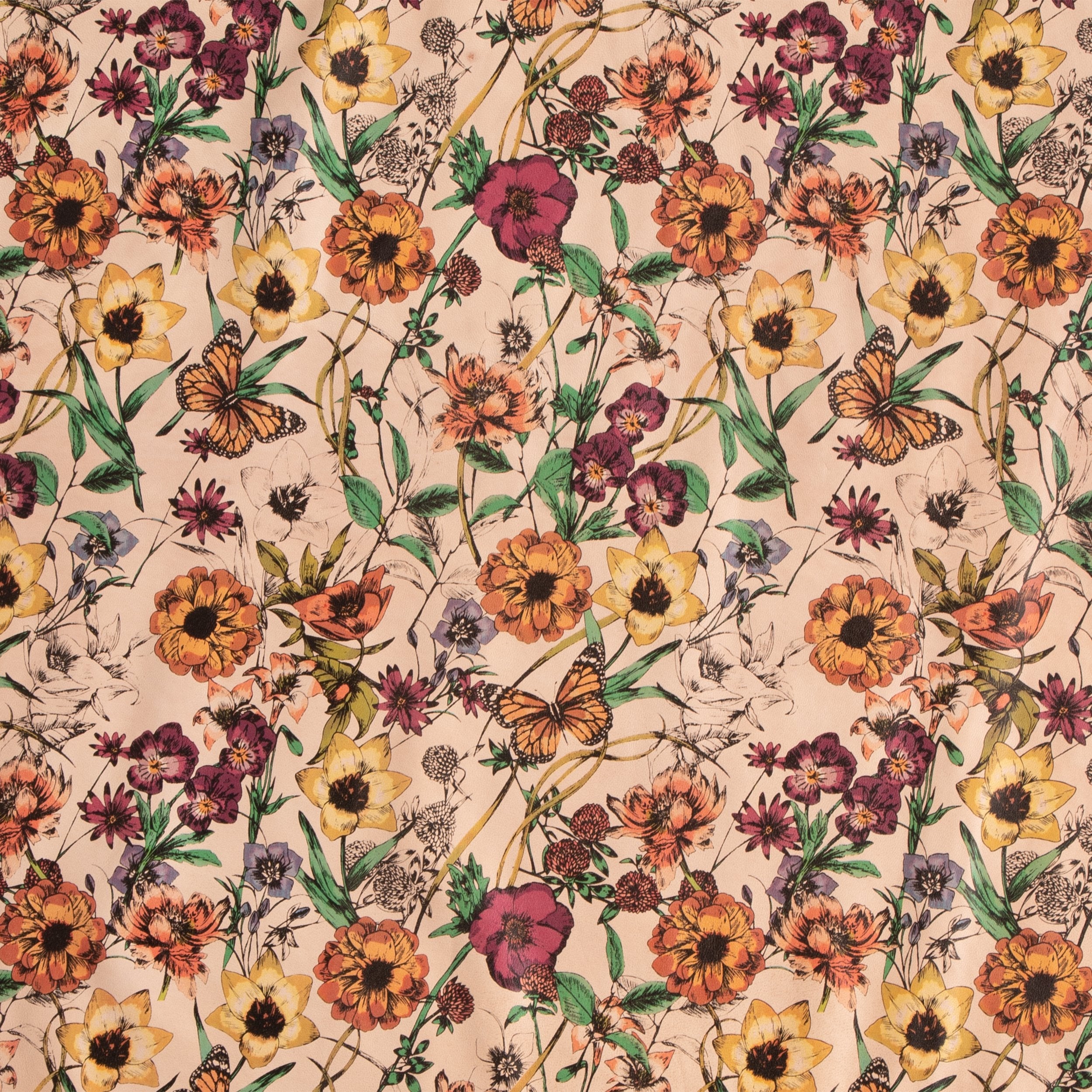 Floral Print Vegetable Tanned Sheepskin Leather - Perfect for Handmade Bags, Wallets & DIY Craft Projects