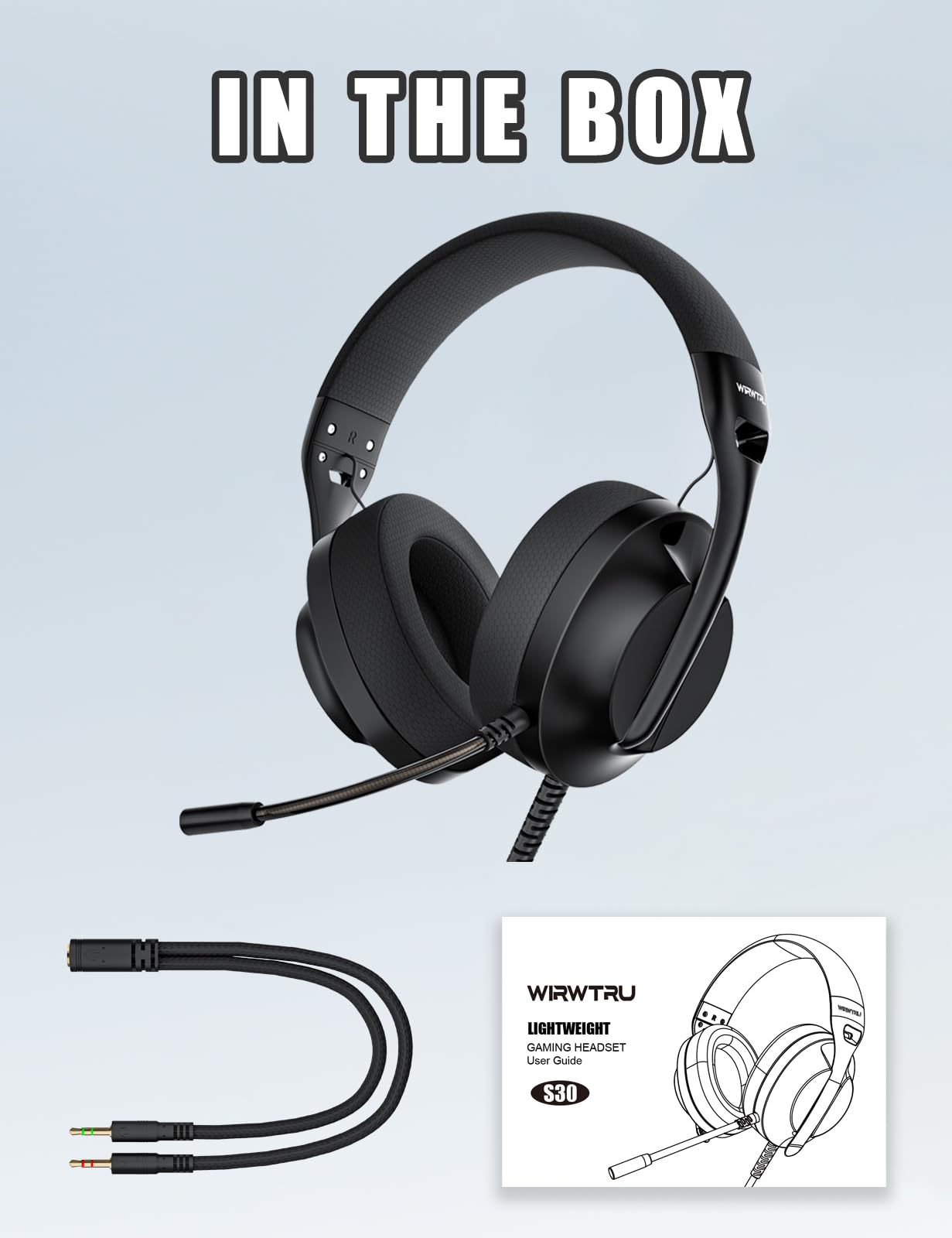 S30 Gaming Headset with Microphone - 198g Lightweight Design, Noise Cancelling Mic & Soft Earmuffs - Compatible with Xbox Series X|S, PS5, PS4, Nintendo Switch & PC - 3.5mm Wired Headphones for Professional Gaming & Online Meetings