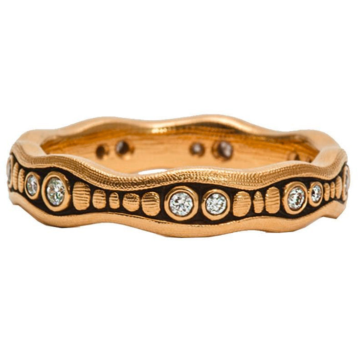 Alex Sepkus Sparkling Stream Band Ring R 124R - Elegant 18K Gold Plated Statement Ring for Women, Perfect for Weddings, Parties & Special Occasions