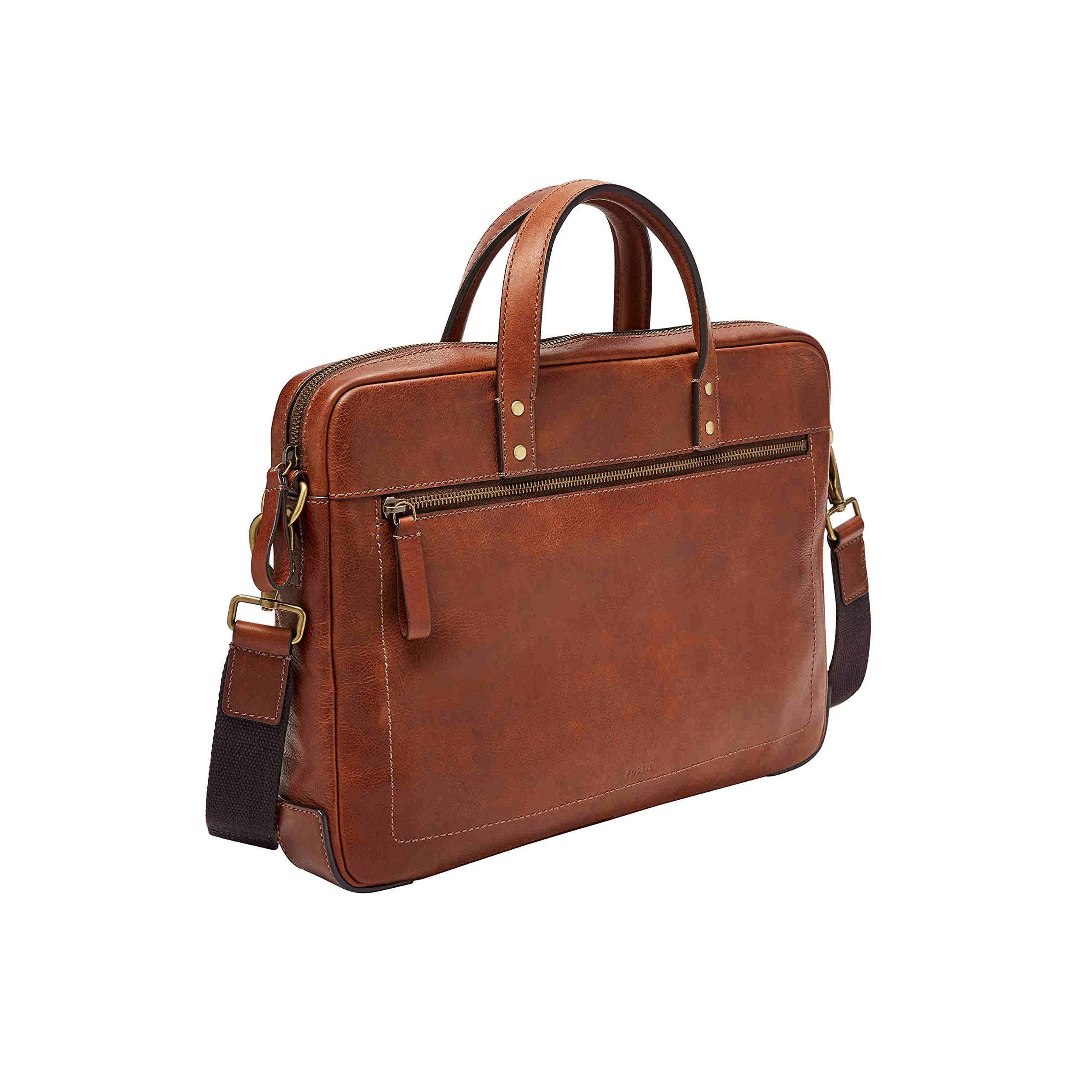 Fossil Men's Haskell & Asher Genuine Leather Messenger Briefcase - Professional Laptop Bag for Business, Work & Travel - Fits 15.6 Inch Laptop & Documents