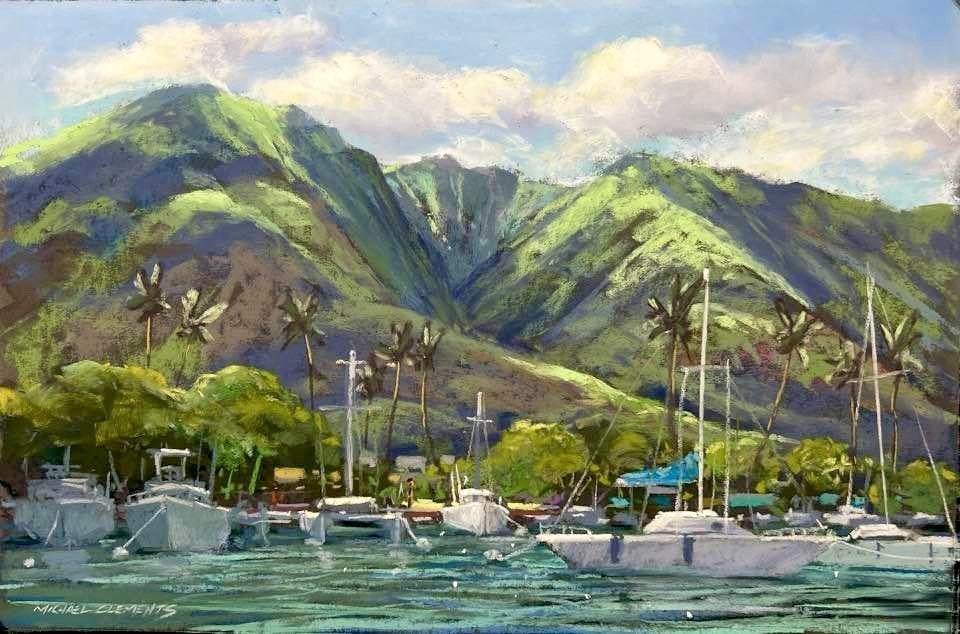 Original Pastel Painting 'Remembering Lahaina Harbor' by Michael Clements - 18x12 Inch Hawaiian Seascape Artwork - Perfect for Home Decor, Office Wall Art & Gift for Art Lovers
