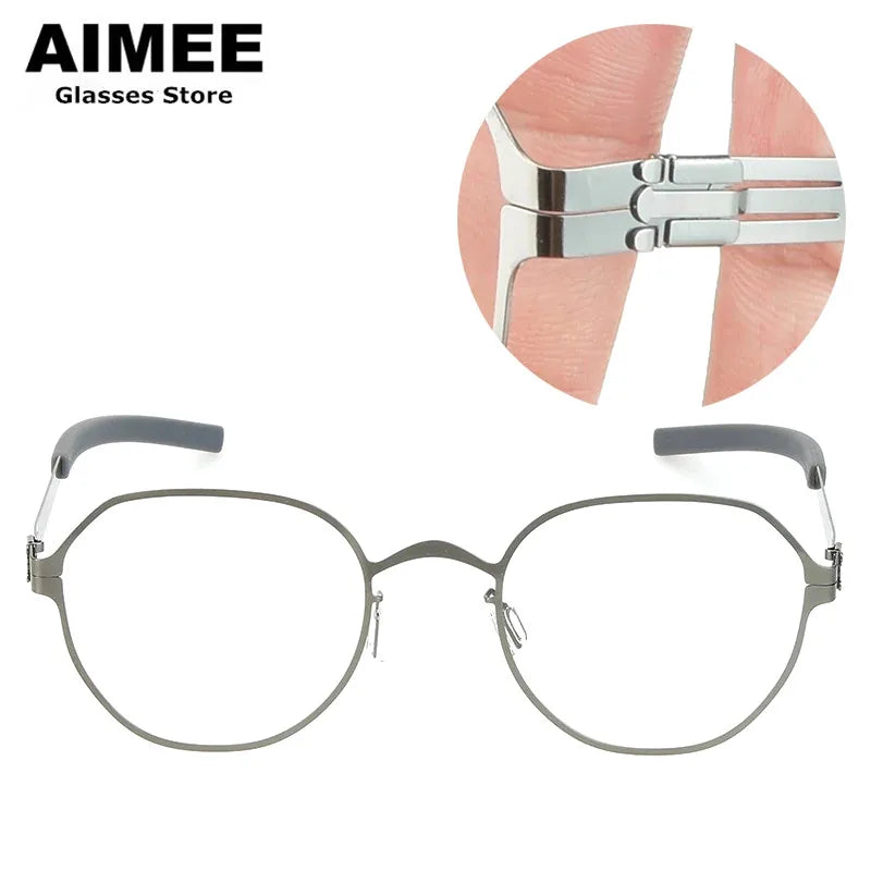 Aimee Women's Full Rim Oval Square Screwless Steel Eyeglasses 1177 - Lightweight Metal Frame Glasses for Work, Reading & Fashion