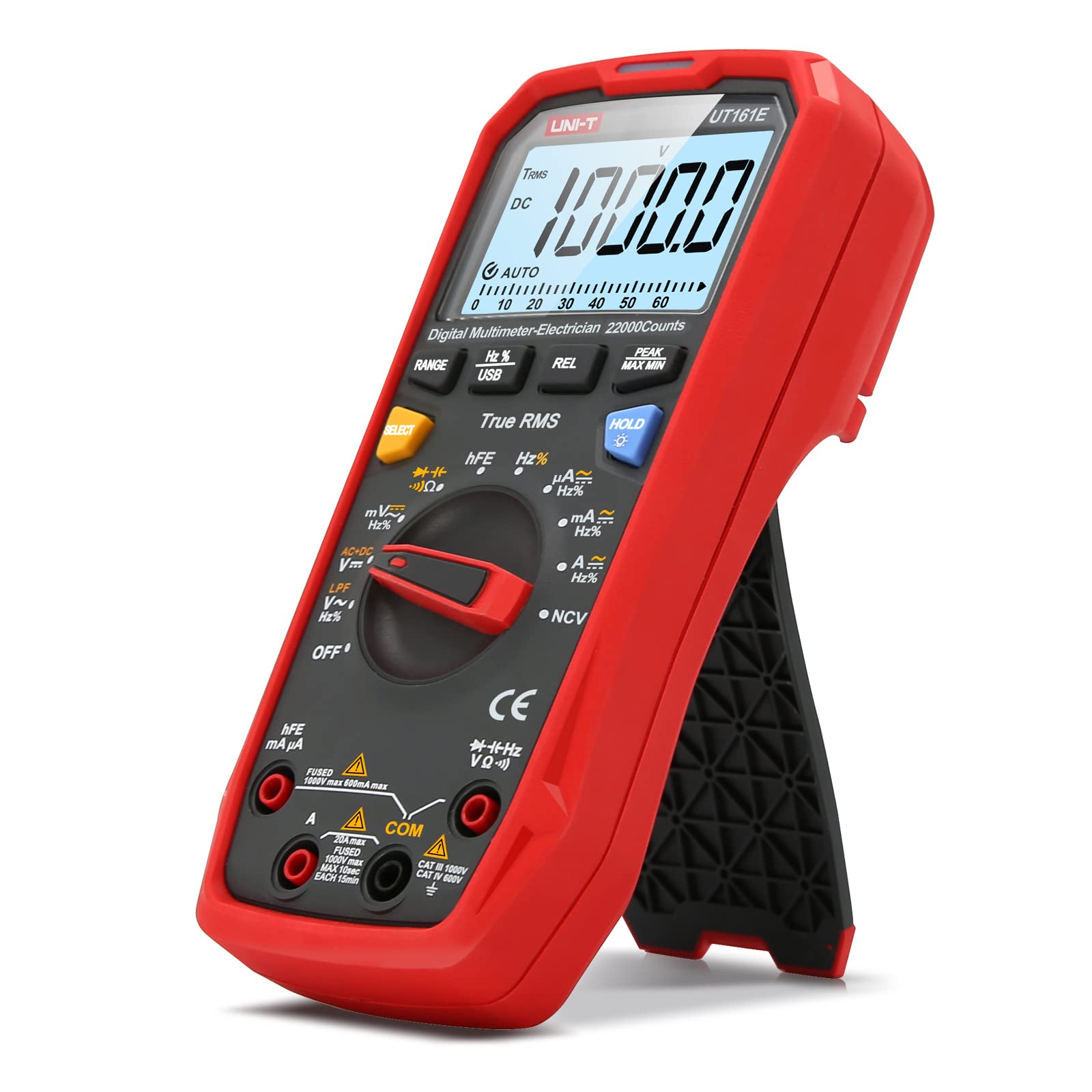 UNI-T UT161E True RMS Digital Multimeter - 1000V AC/DC Voltage Tester, Ohm Meter, Capacitance & Frequency Tester with 22000 Counts, USB Data Transfer, NCV, hFE & LPF - Perfect for Electricians, DIY Home Repairs & Automotive Diagnostics