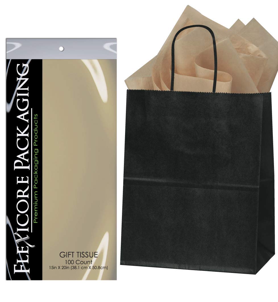 Premium Kraft Paper Gift Bags & Parchment Tan Wrapping Tissue - 8