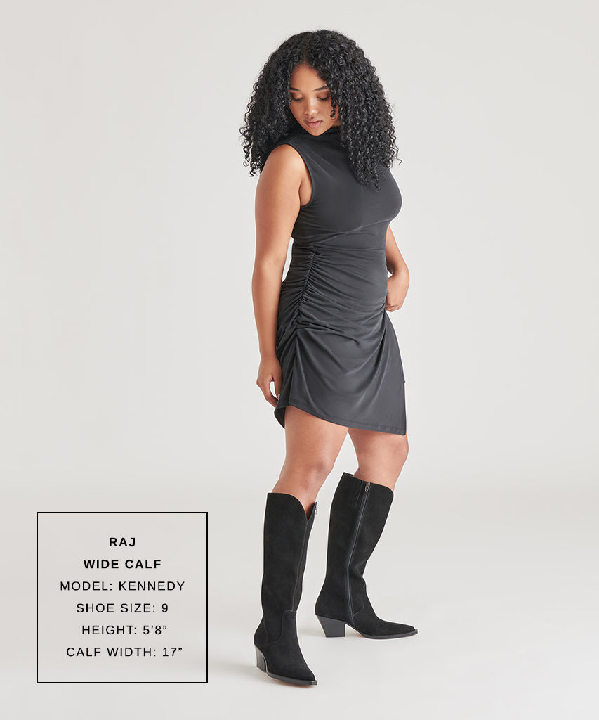 Raj Wide Calf Boots for Women - Onyx Suede Comfortable Ankle Boots for Wide Feet | Perfect for Casual Wear, Office & Outdoor Activities