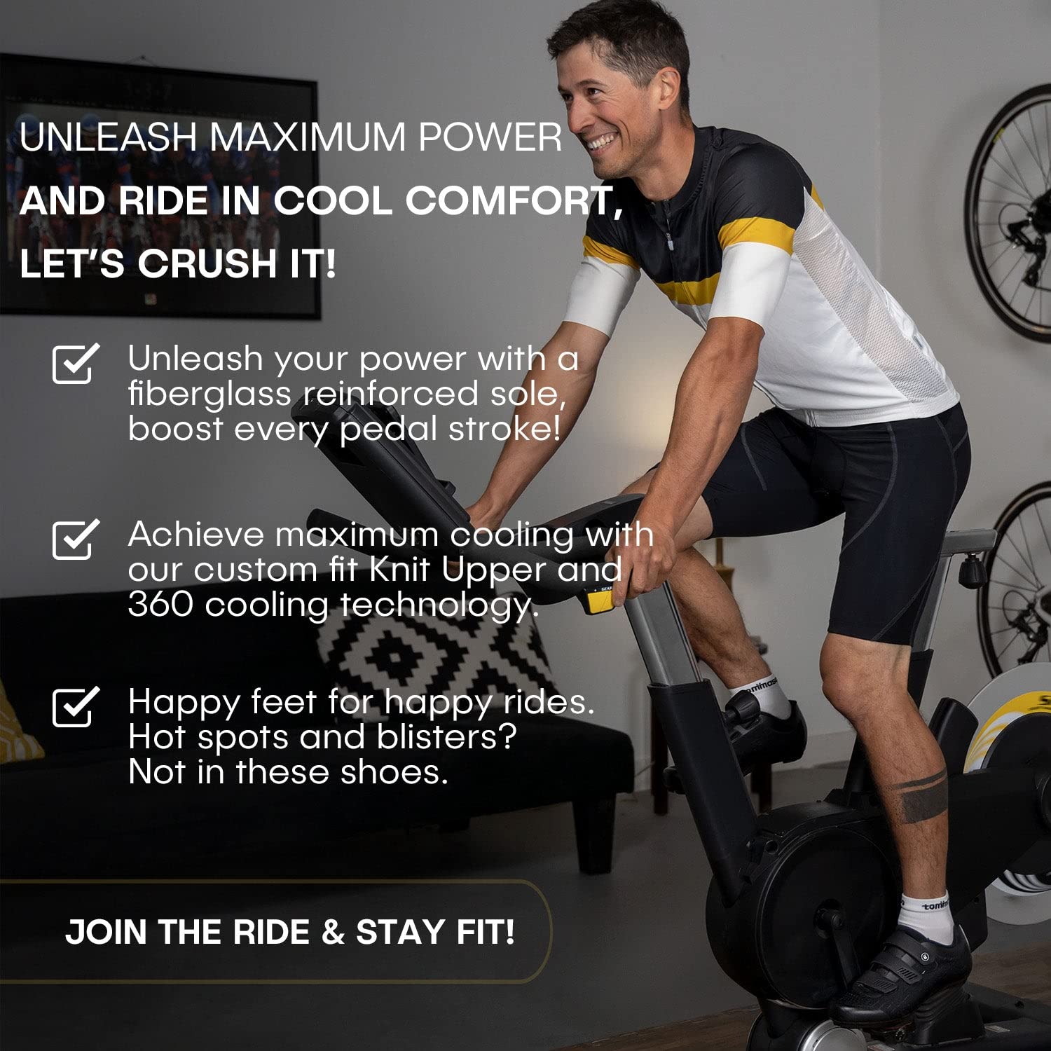 Tommaso Strada Men's SPD Cycling Shoes - Delta Cleat Compatible for Peloton & Road Bikes - Breathable Indoor Spin Bike Shoes for Men - Perfect for Gym Workouts, Spinning Classes & Indoor Cycling Training