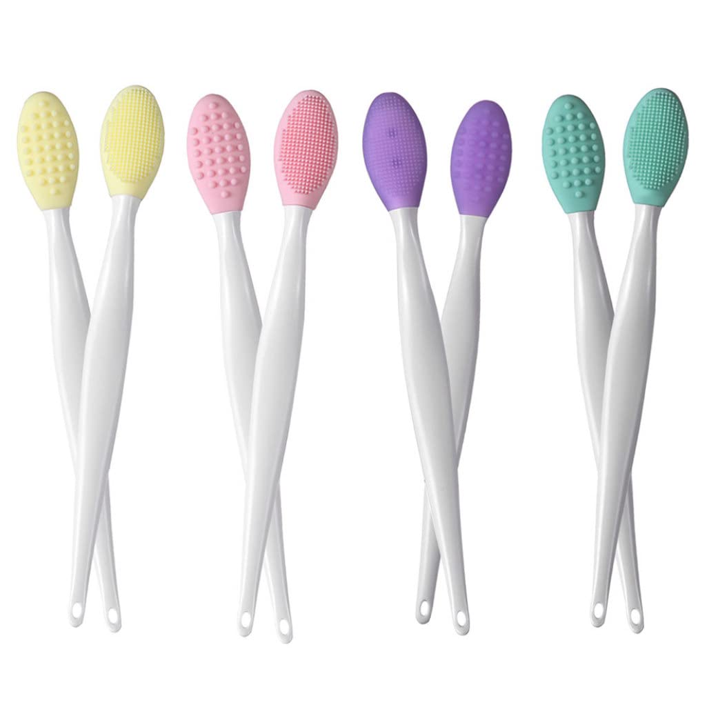 Double Sided Silicone Lip & Nose Brush - Blackhead Cleaner for Soft Skin Care (2pcs) - Perfect for Daily Facial Cleansing
