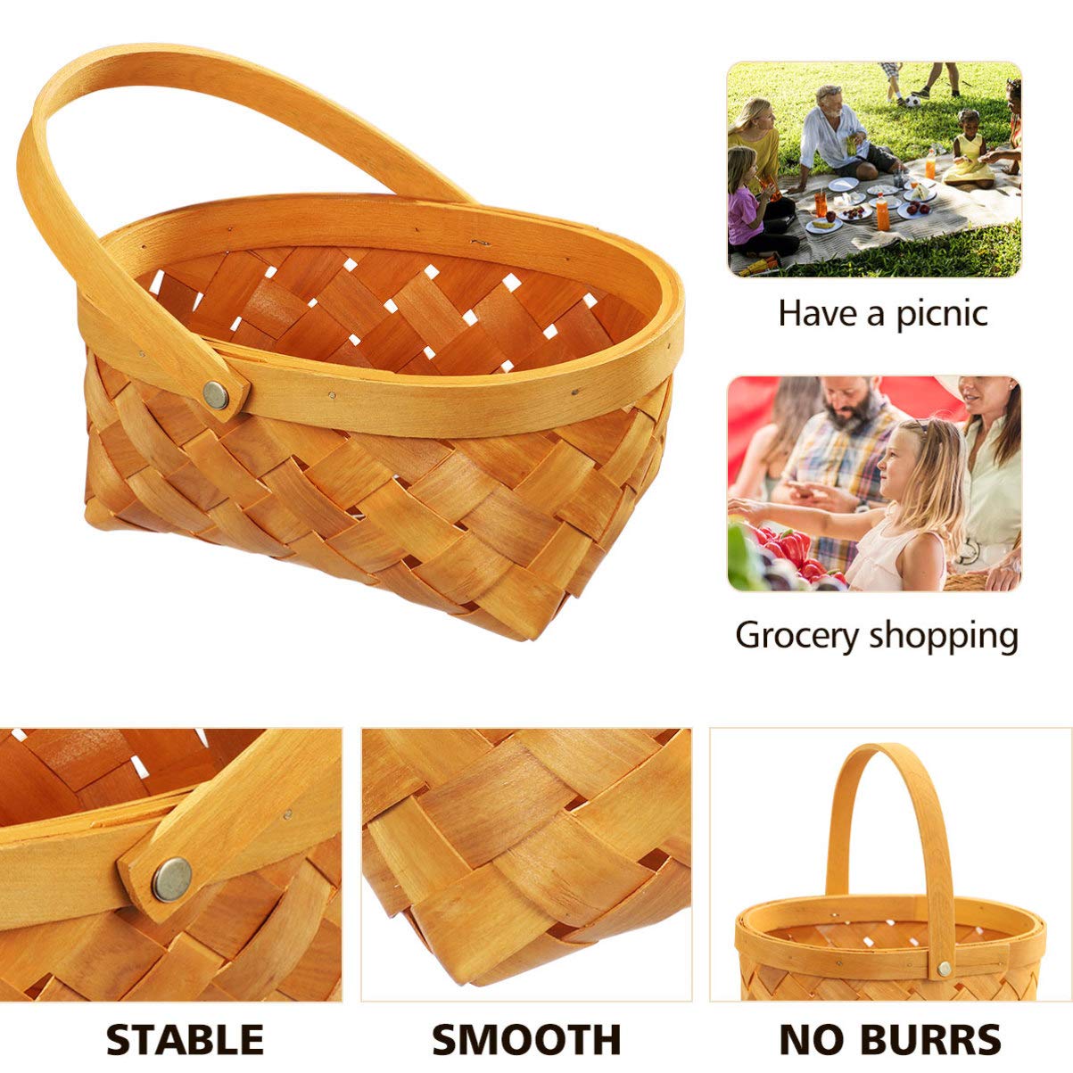 Handmade Rattan Storage Basket with Handle - Small Woven Wooden Container for Home Organization | Perfect for Bathroom, Bedroom, and Kitchen Storage