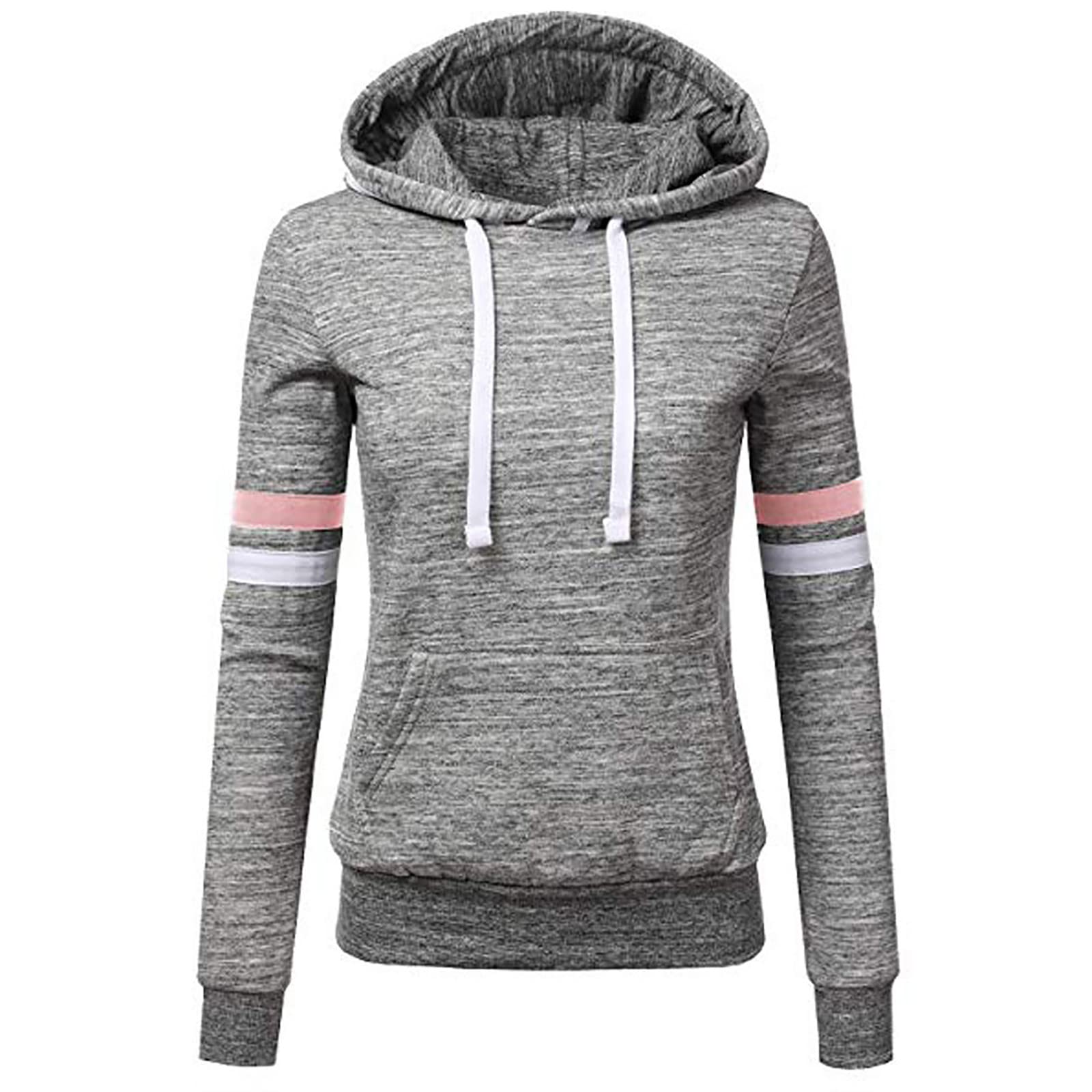Women's Casual Striped Hoodie with Pocket - Long Sleeve Drawstring Pullover Sweatshirt | Comfy Lounge Wear for Everyday, Travel & Outdoor Activities