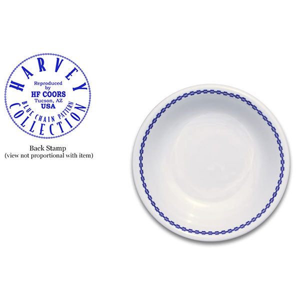 Vintage Fred Harvey Blue Chain White & Blue Ceramic Fruit Dish – Perfect for Farmhouse Kitchen Decor & Fruit Serving