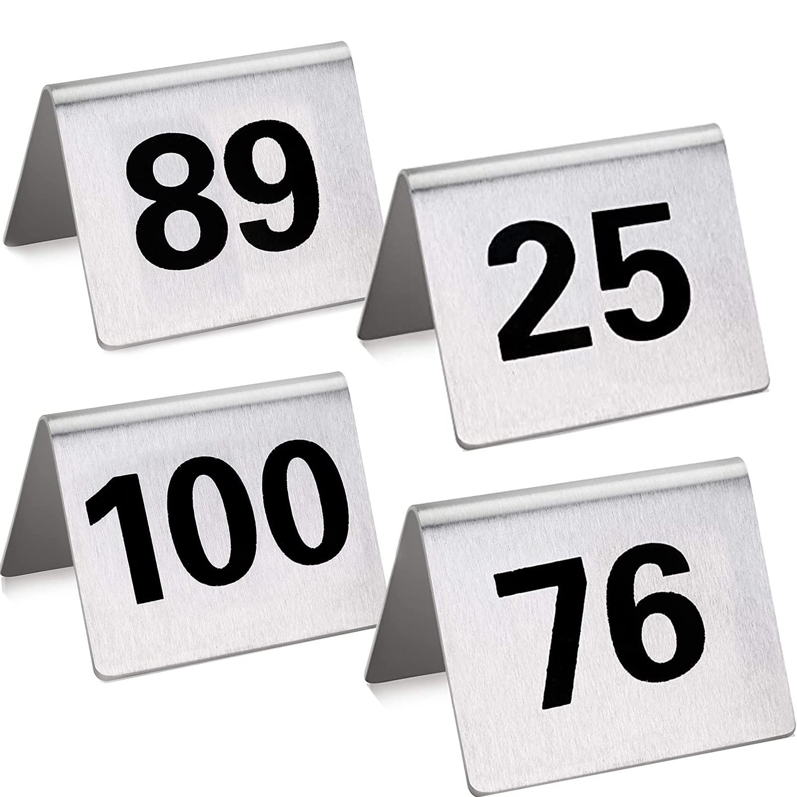 WORDFUN Stainless Steel Stackable Table Number Signs - Elegant Tabletop Number Cards for Restaurants, Bars, Weddings & Events - Perfect for Table Numbering at Parties, Receptions and Banquets