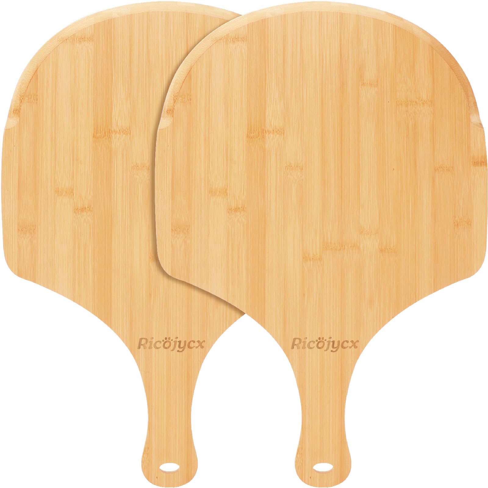2 Pack 16 Inch Natural Bamboo Pizza Peel & Wooden Pizza Paddle - Multipurpose Cutting Board with Handle for Pizza, Bread, Cheese, Vegetables & Fruits - Perfect for Home Kitchen, Outdoor BBQ & Restaurant Use