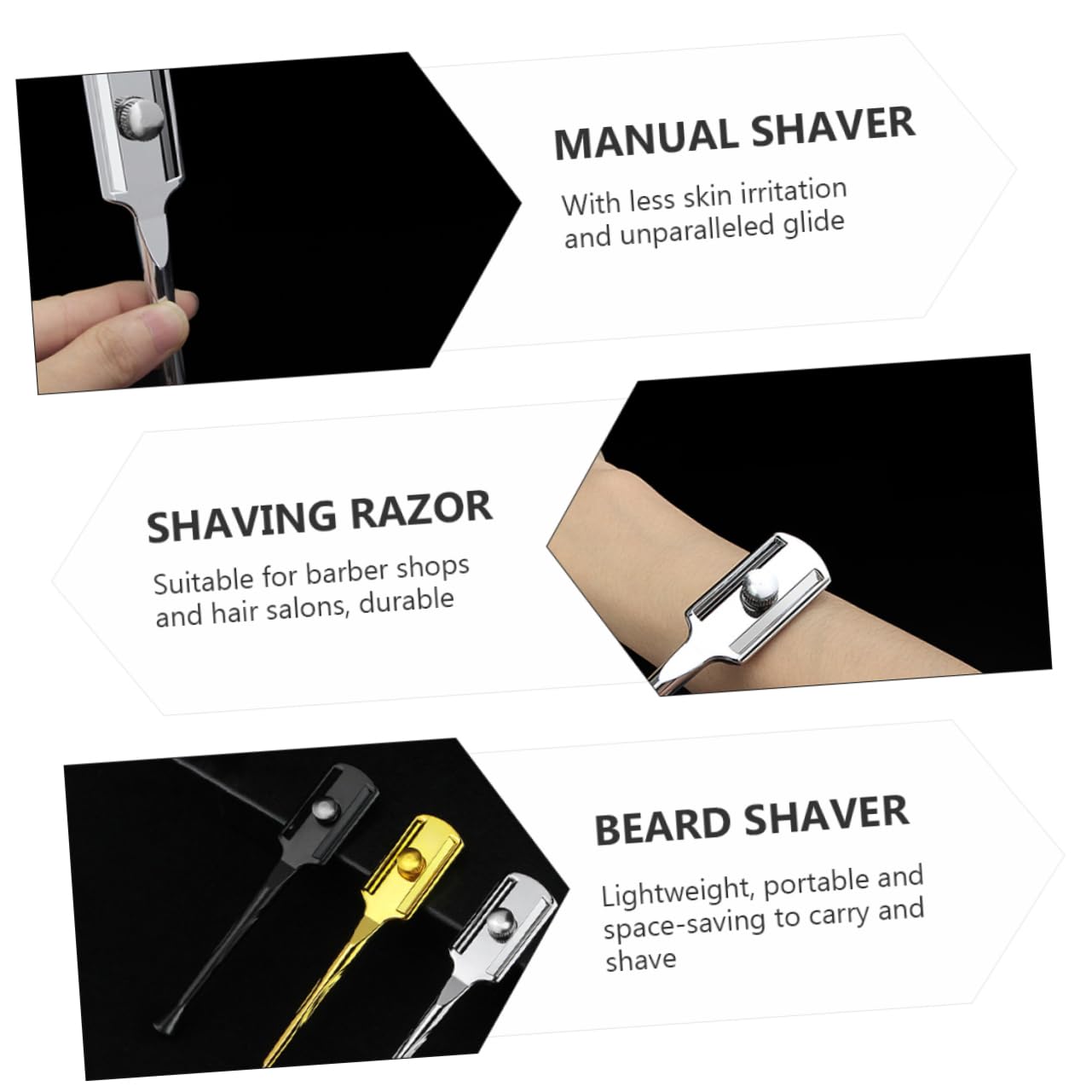 Premium Beard Shaver & Manual Razor for Men - Lightweight Portable Face Trimming Cutter with Gold Electroplated S88 Design | Perfect for Travel, Home Grooming & Space-Saving Storage