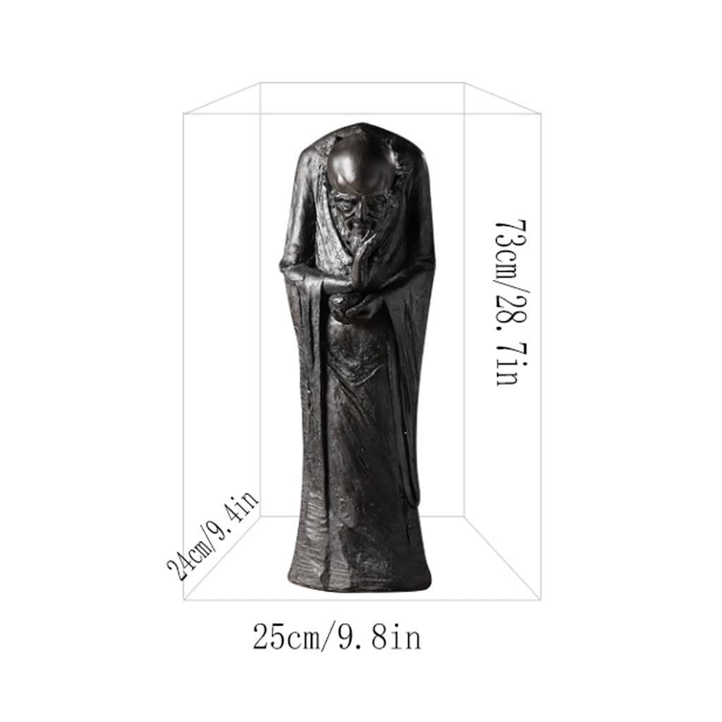 Buddha Statue for Home & Garden Decor - Feng Shui Warrior Monk Arhat Damo Bodhidharma Dharma Statue (Black) | Meditation Room, Office Desk & Spiritual Decor Gift