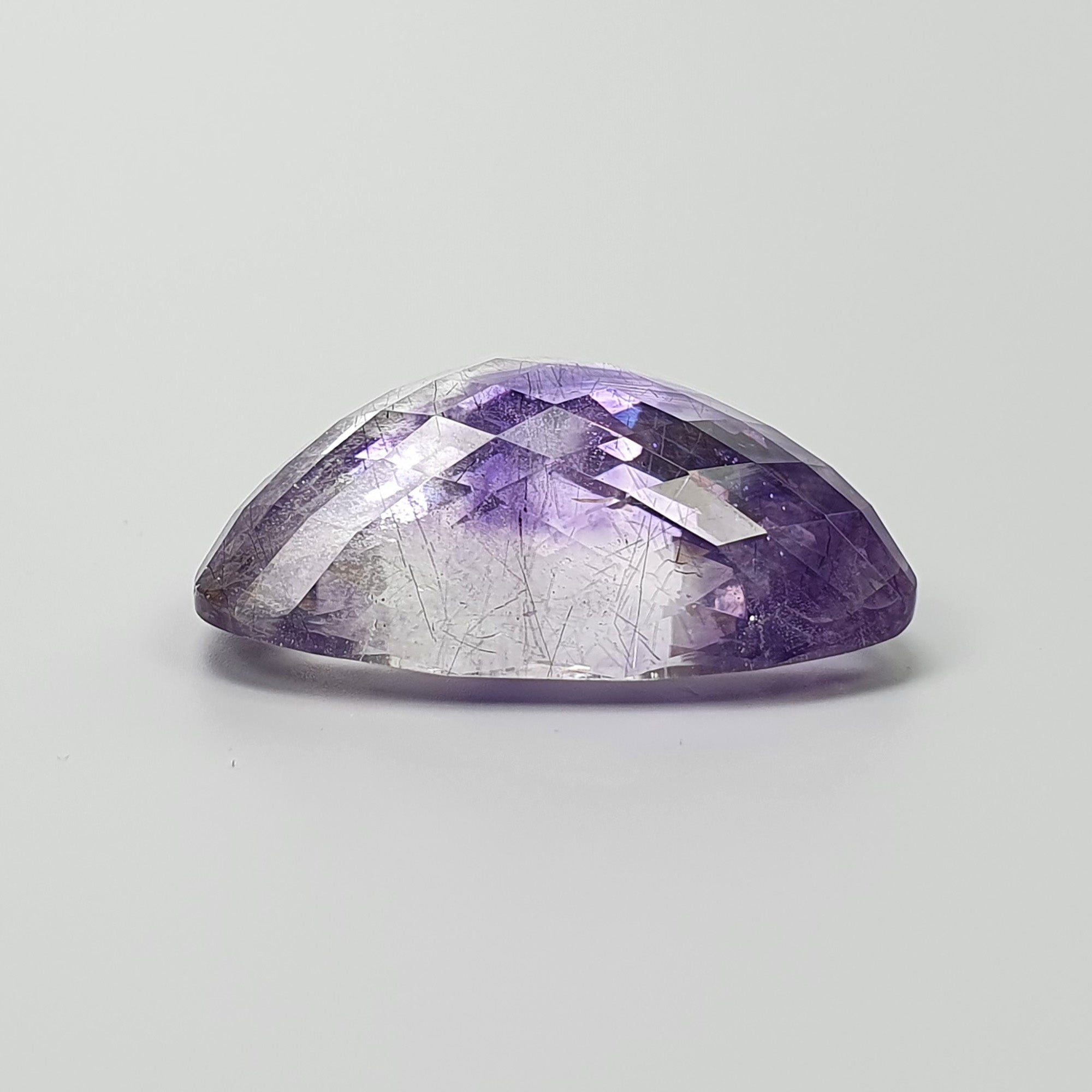 Natural Untreated Purple RUTILE AMETHYST Quartz Gemstone - 40.00cts Checker Cut Triangle Shape 28x23mm (Video Included) - Perfect for Jewelry Making, Crystal Healing & Collection