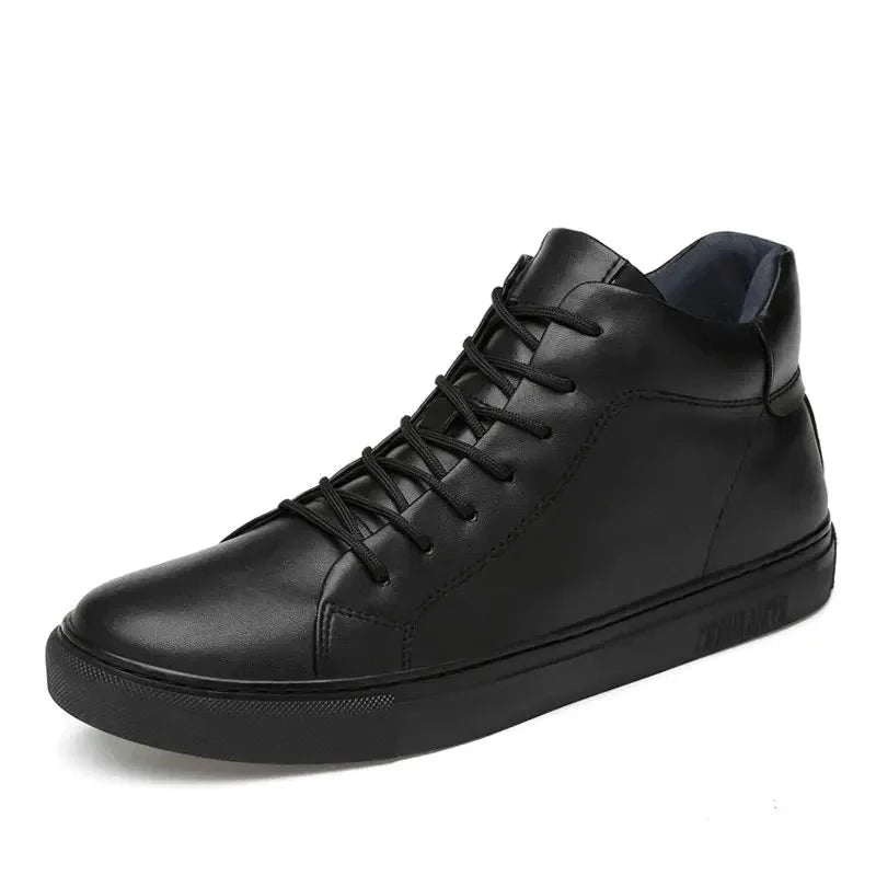 **Handmade Genuine Leather Men's Boots - Classic Black Winter & Autumn Ankle Boots for Warmth & Style | Perfect for Outdoor Hiking, Casual Wear & Cold Weather**